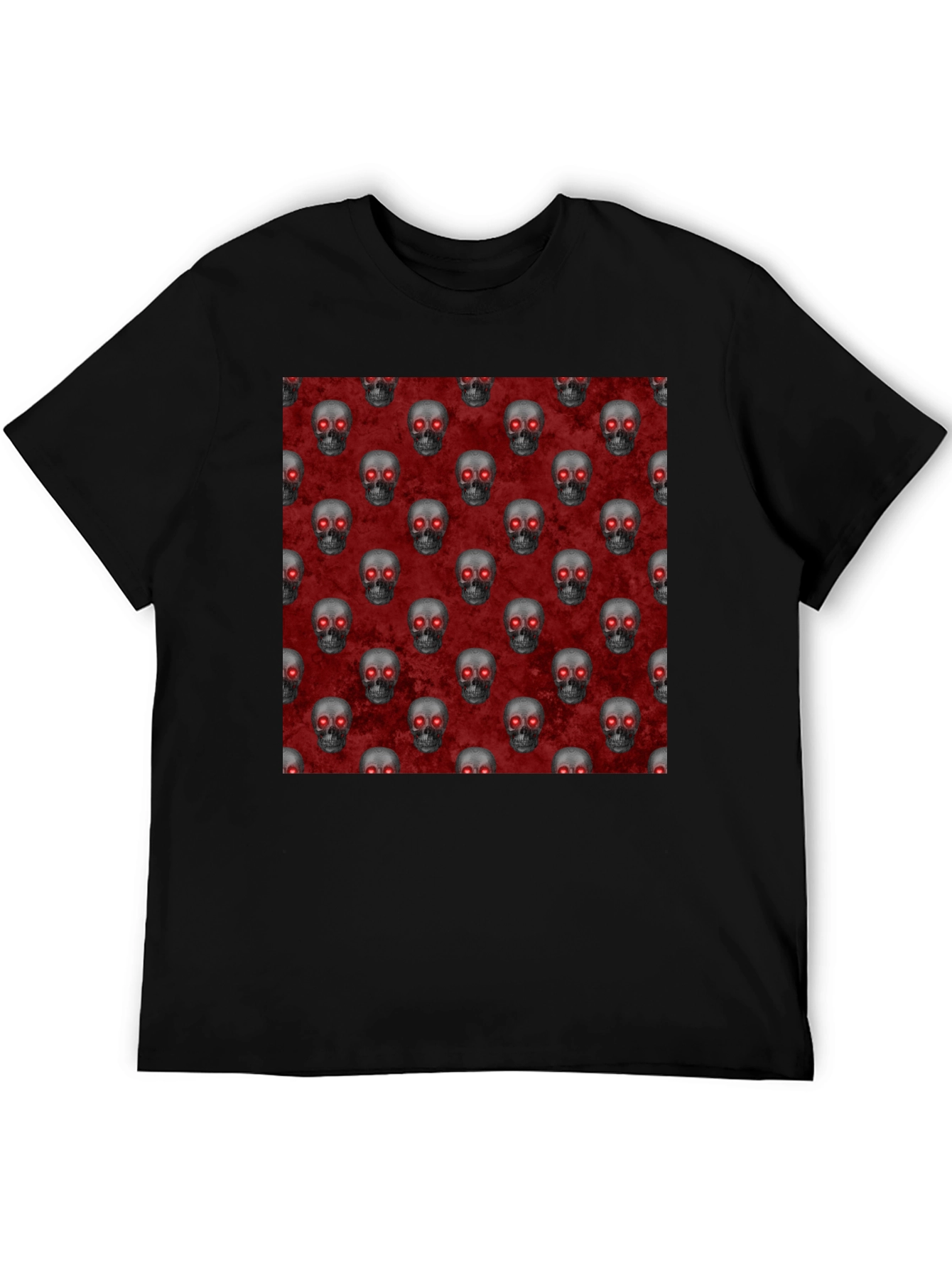 Black Skull Pattern T-Shirt - Gothic Style view 5