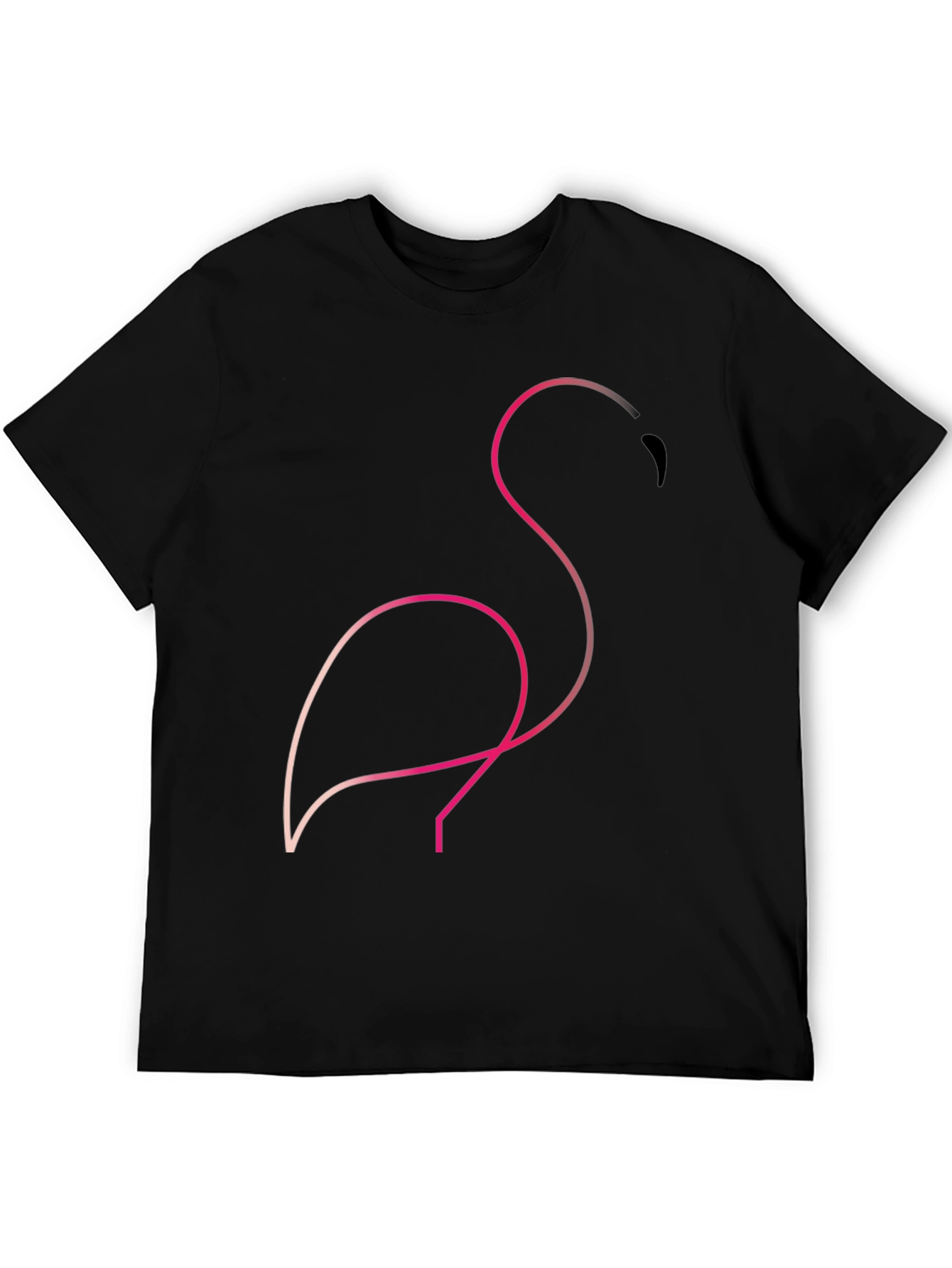 Black Minimalist Flamingo Graphic Tee - Black view 5