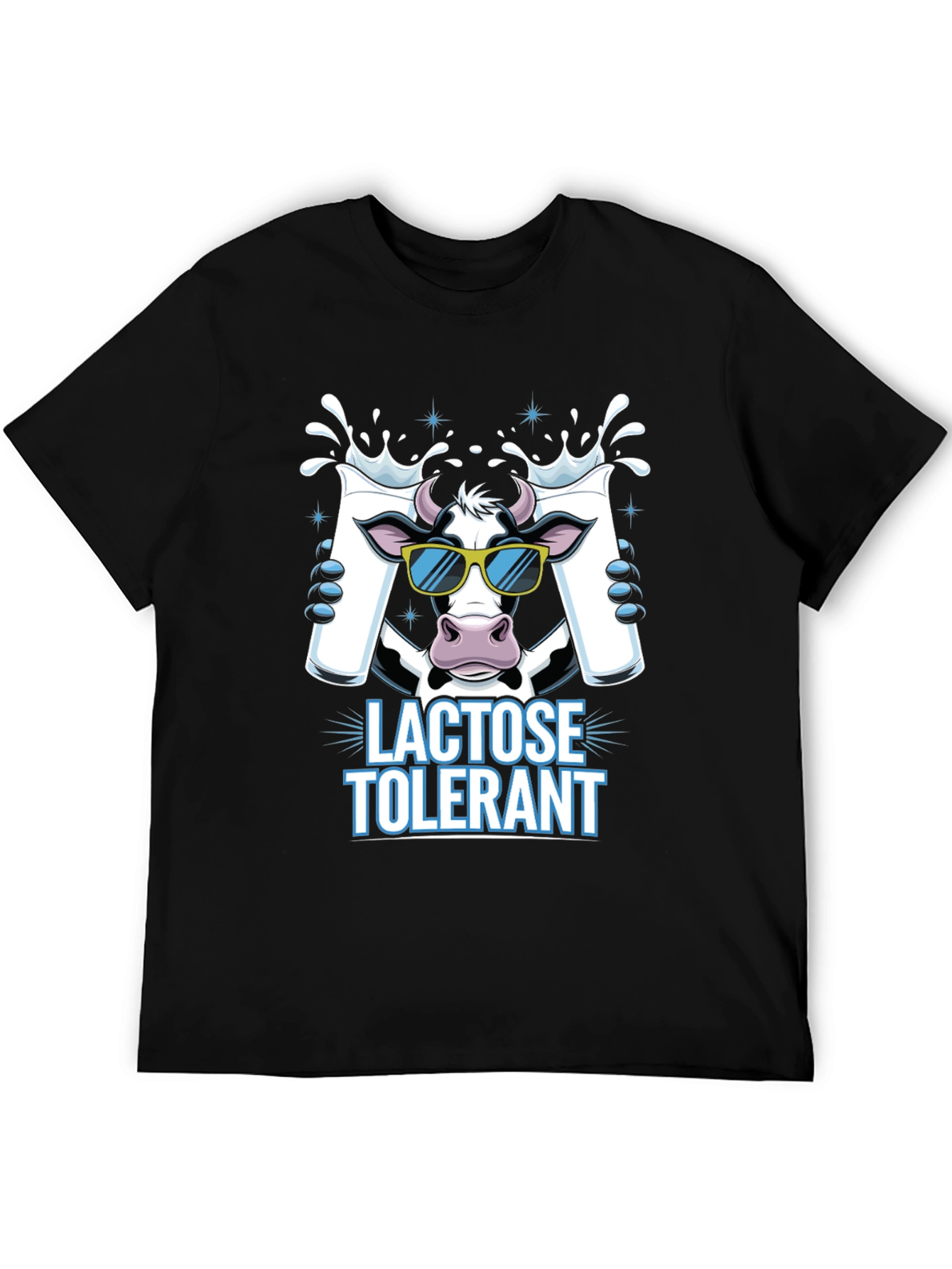 Black Lactose Tolerant Cow T-Shirt, Milk Lover Tee view 5