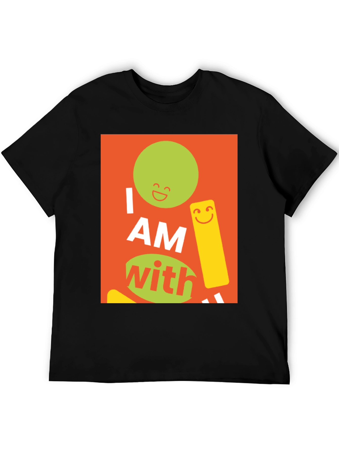 Black I AM With Smiley Graphic Tee view 5