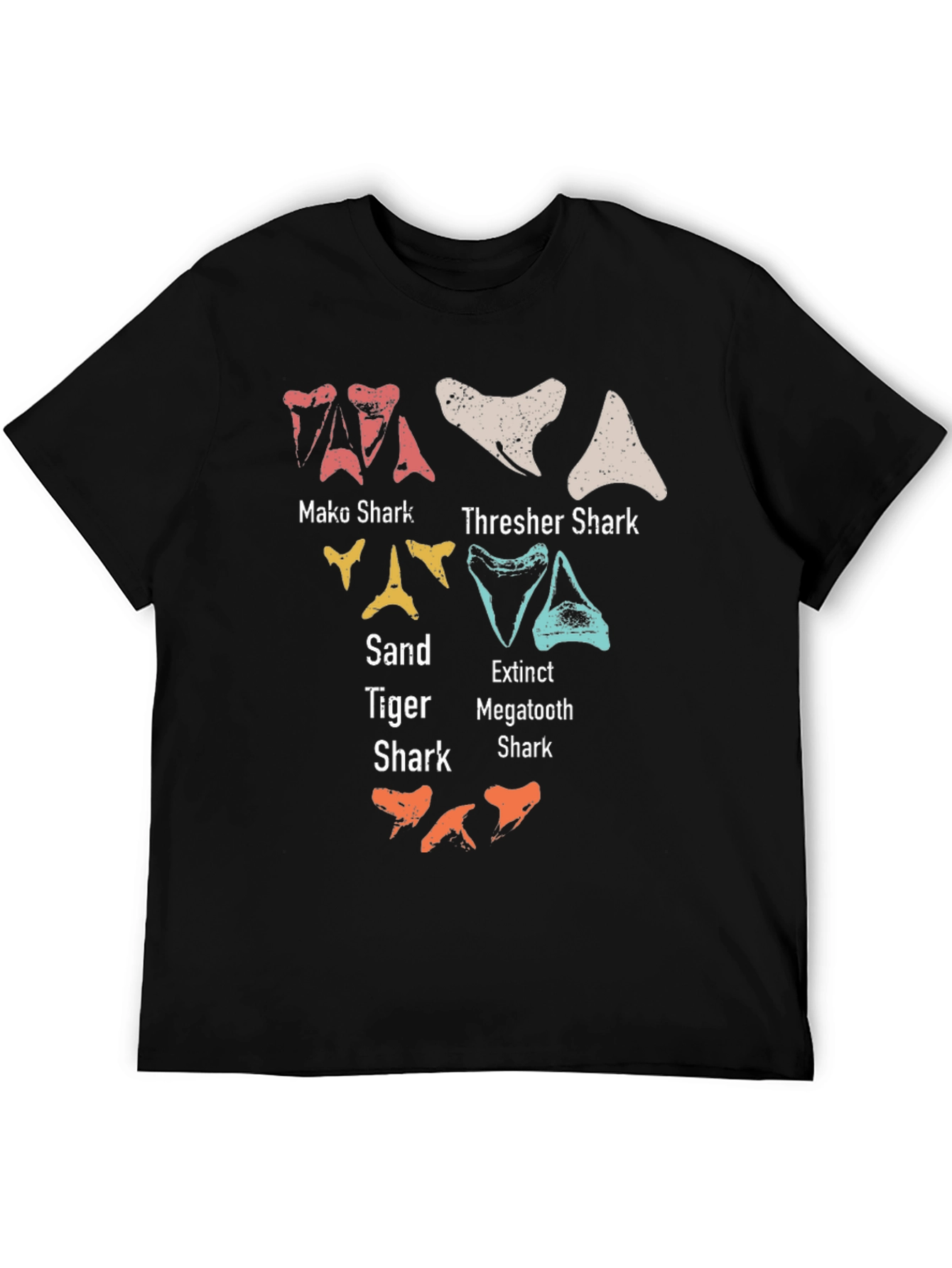 Black Shark Teeth Types T-Shirt - Marine Biology Tee view 5