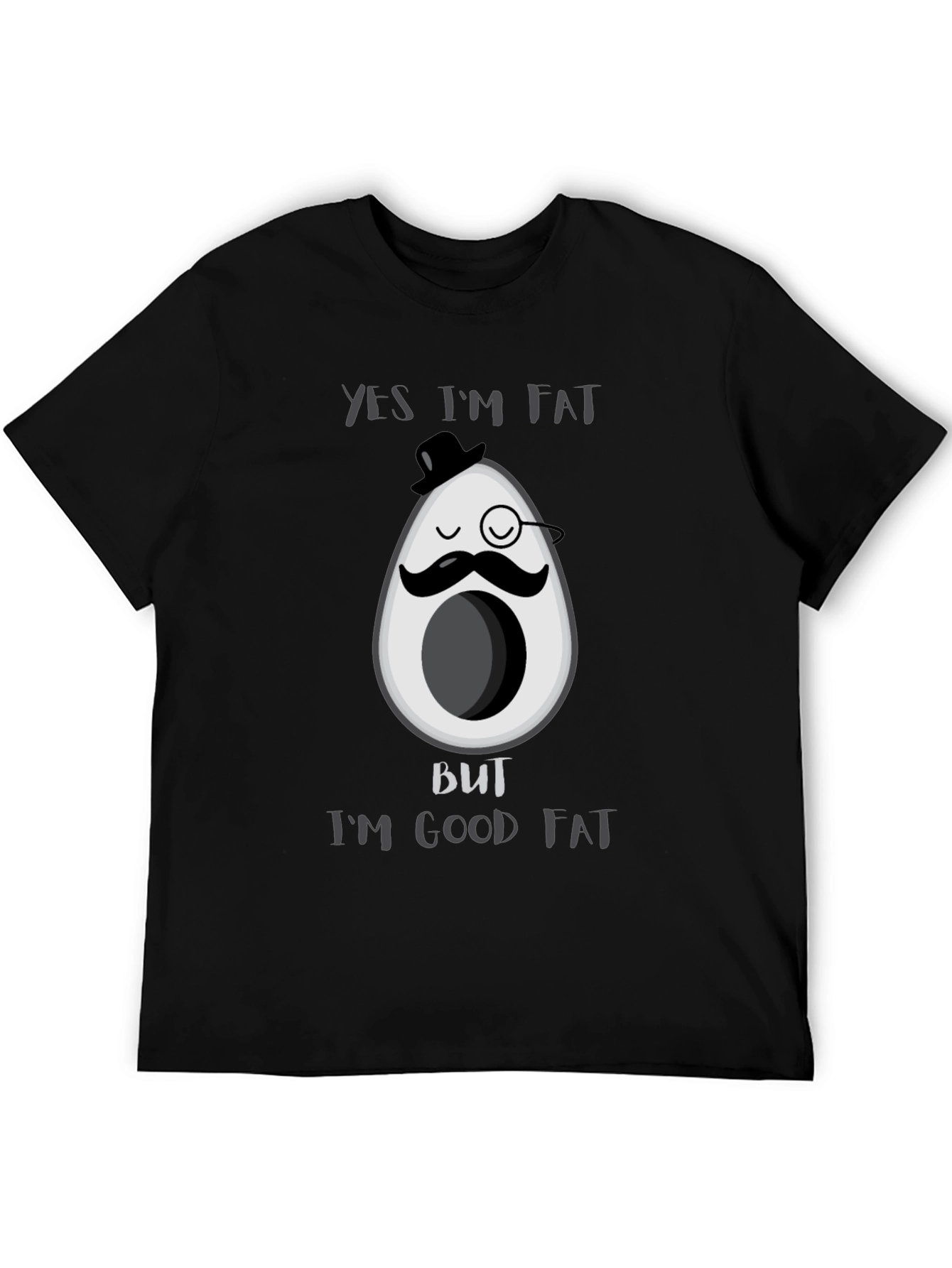 Black Funny Avocado Good Fat T-Shirt - Mens Graphic Tee view 5