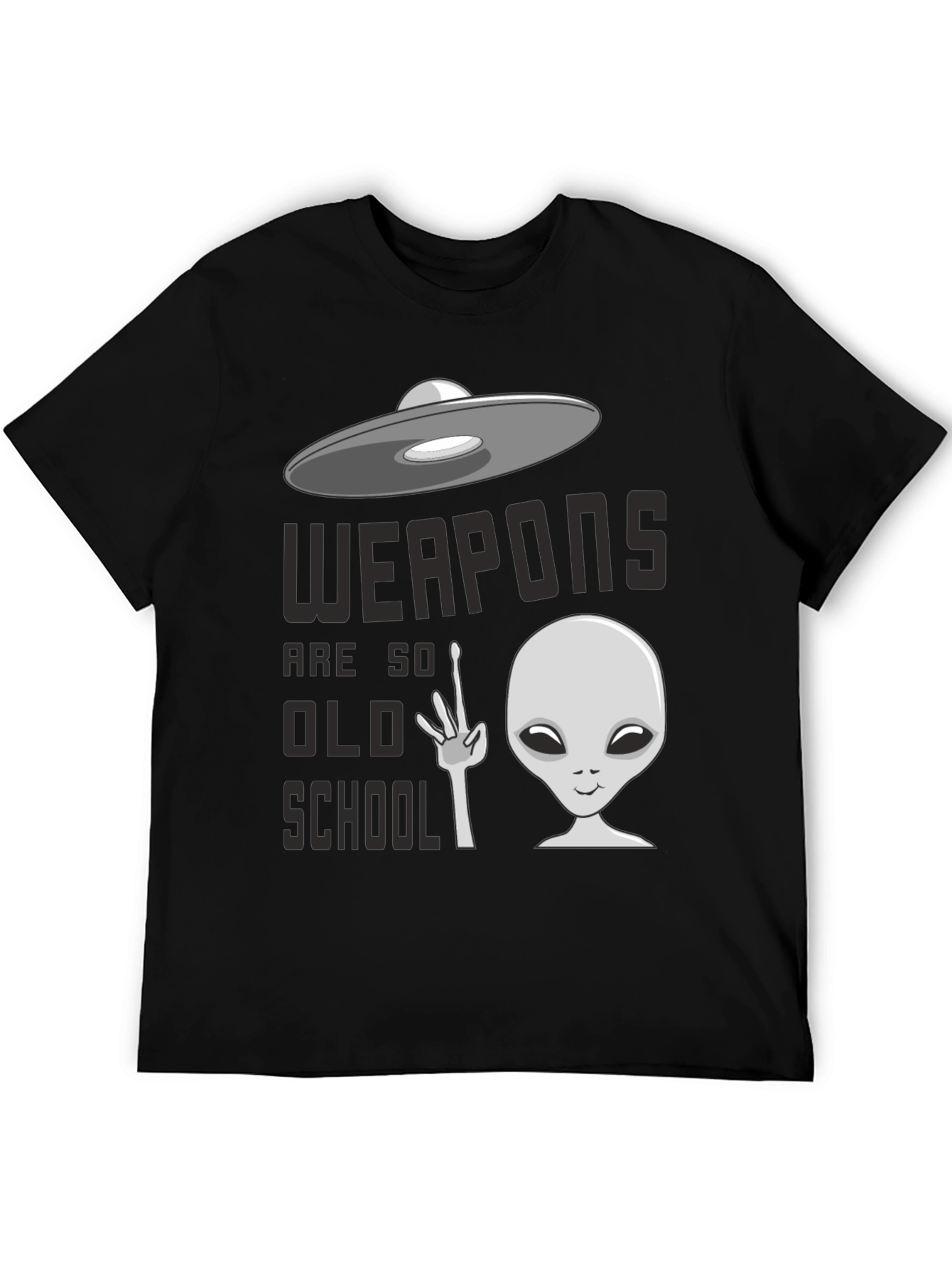 Black Weapons are so Old School UFO Alien Graphic Tee view 5