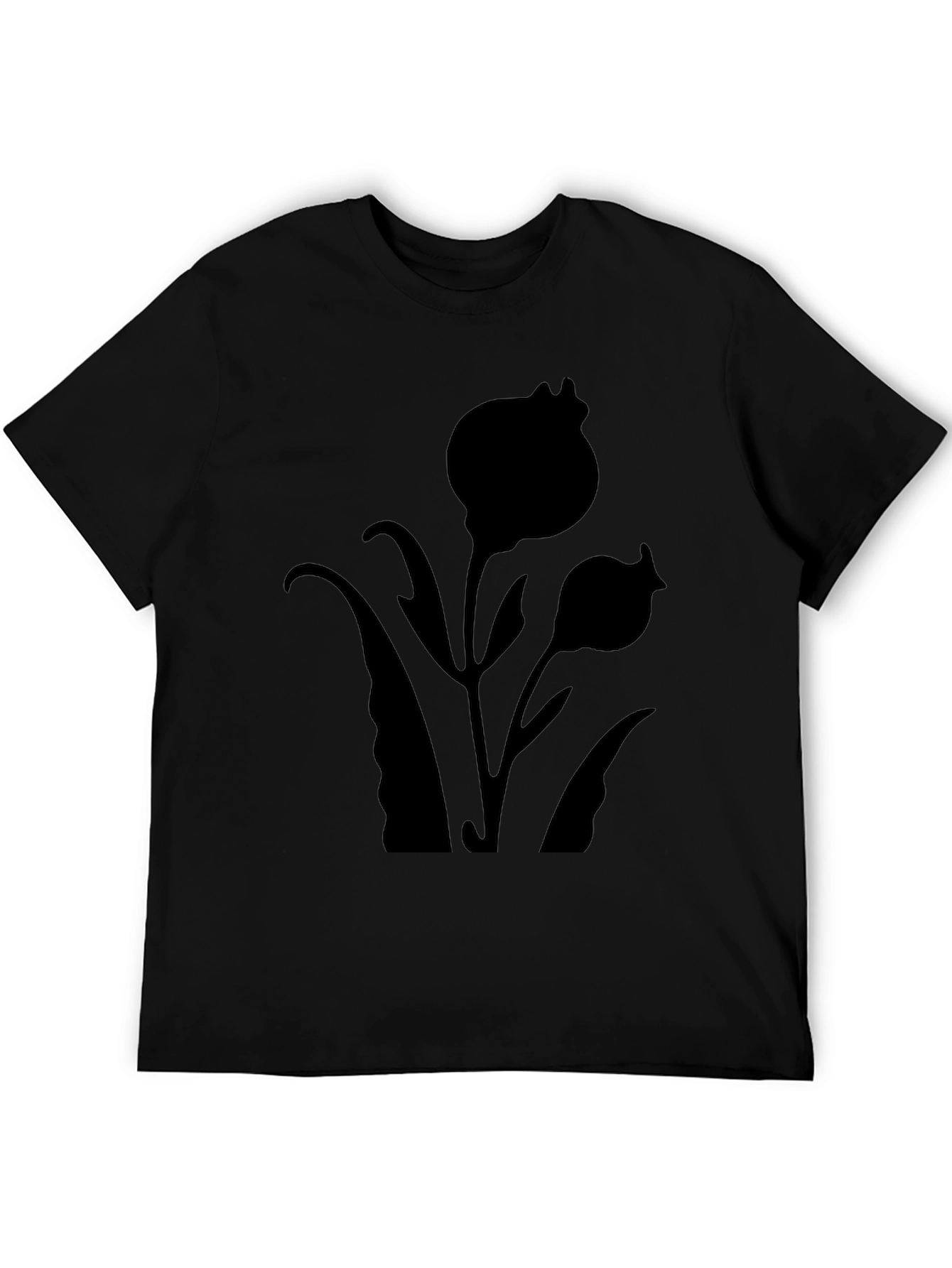 Black Black Floral Silhouette T-Shirt view 5