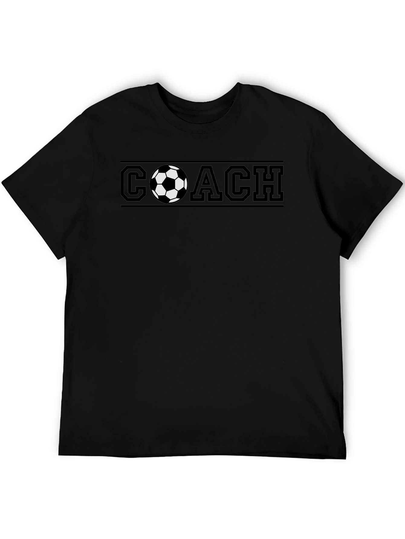 Black Soccer Coach T-Shirt - Black Crew Neck Tee view 5