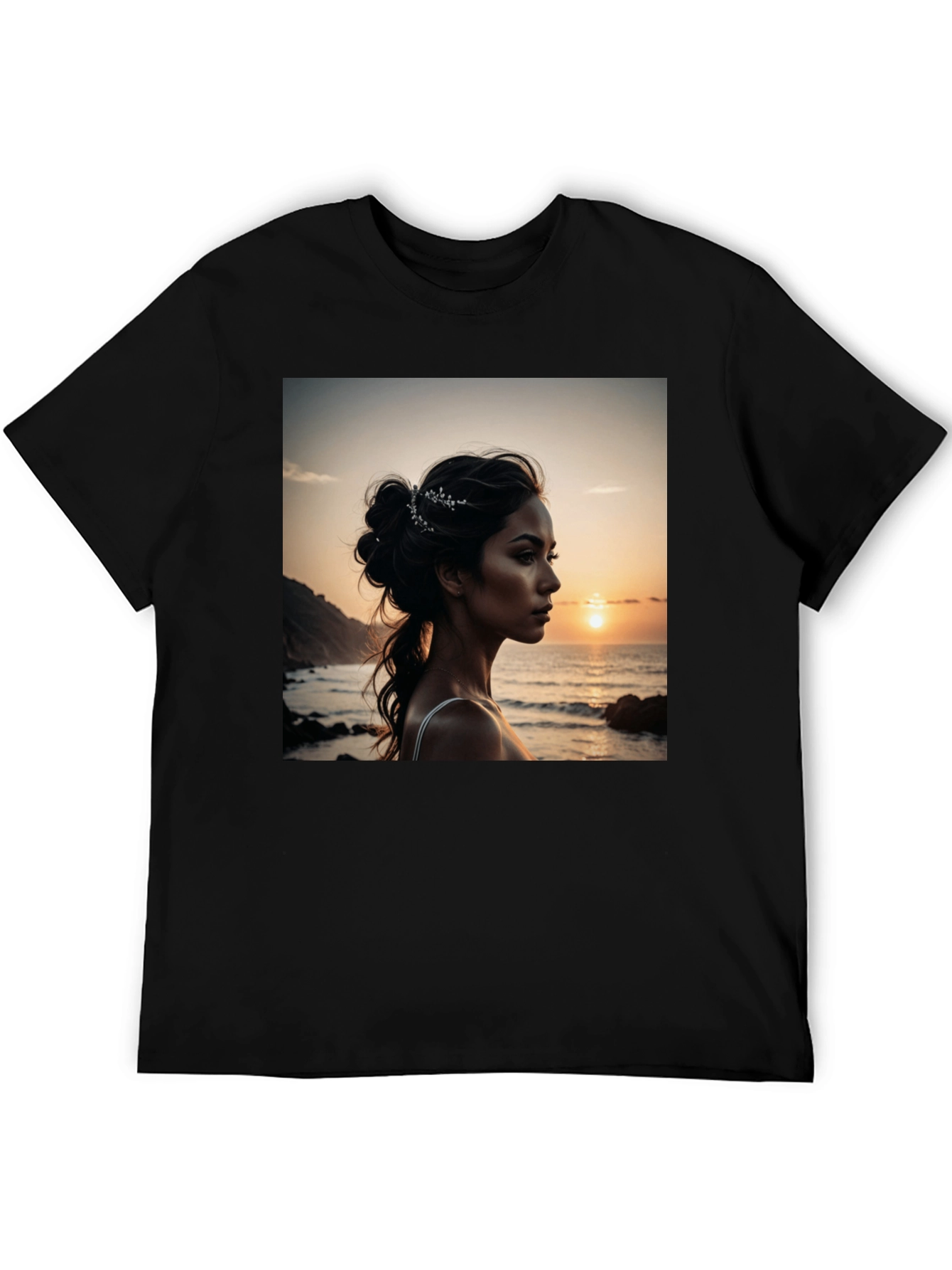 Black Sunset Beauty Graphic Tee - Classic Black Cotton view 5