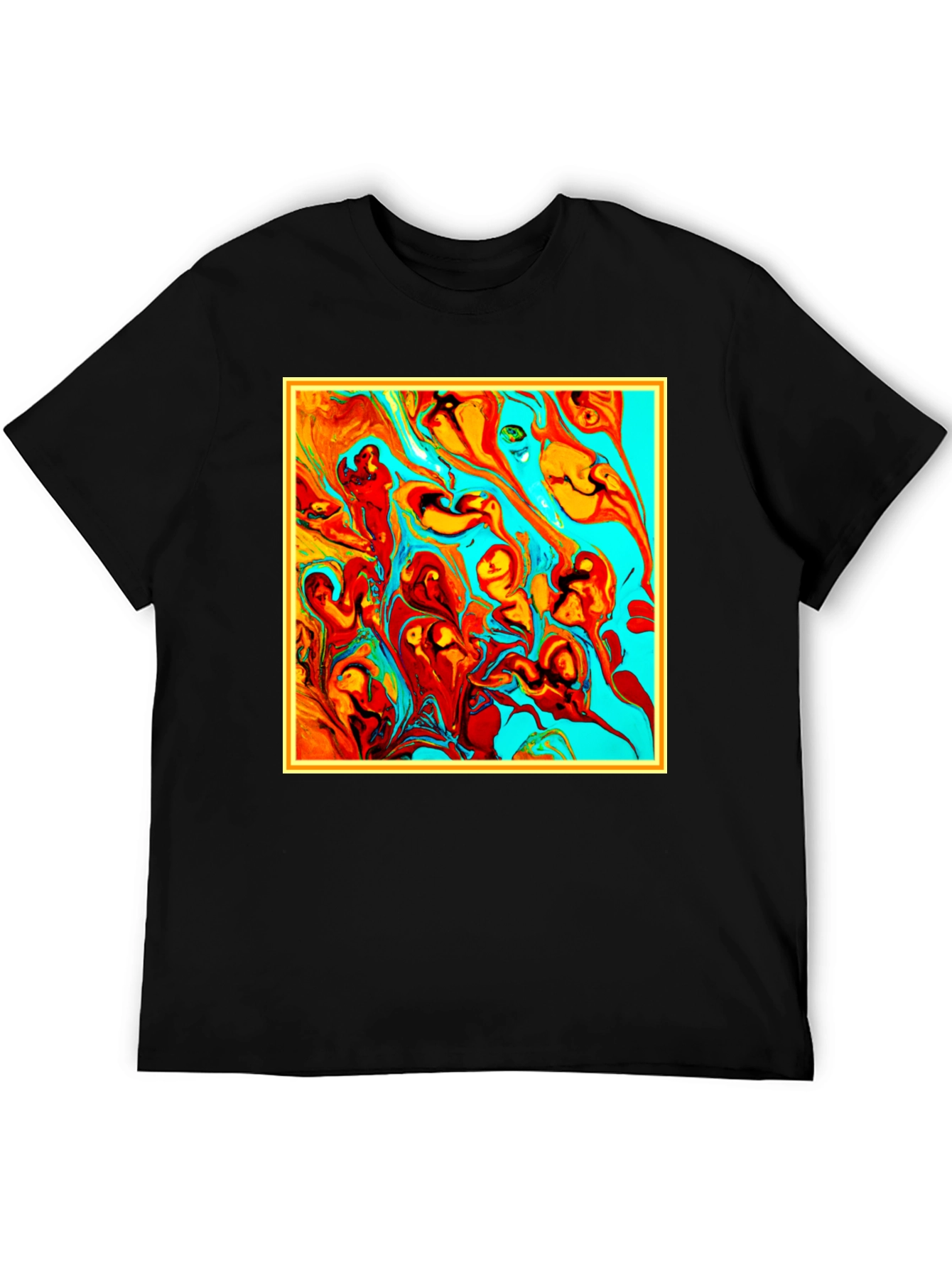 Black Abstract Art Graphic Tee - Unique Men's T-Shirt view 5