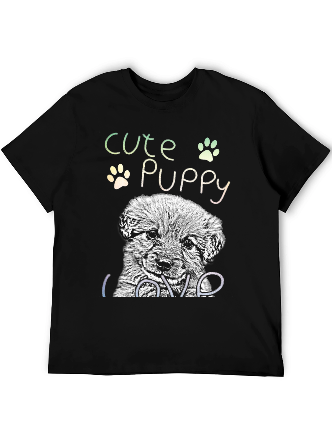 Black Cute Puppy Graphic T-Shirt - Dog Lover Tee view 5