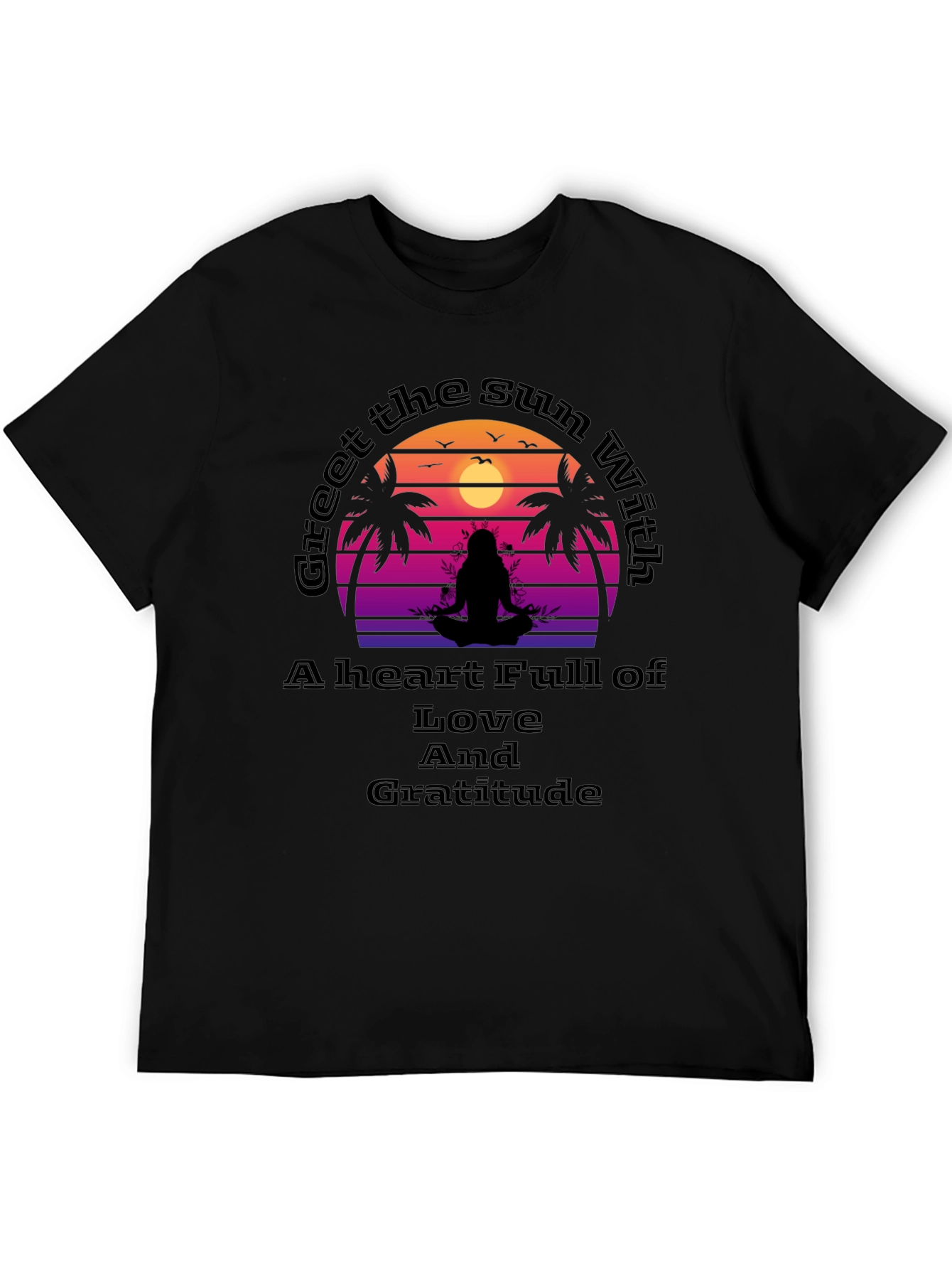 Black Meditative Sunset Graphic Tee - Love & Gratitude view 5
