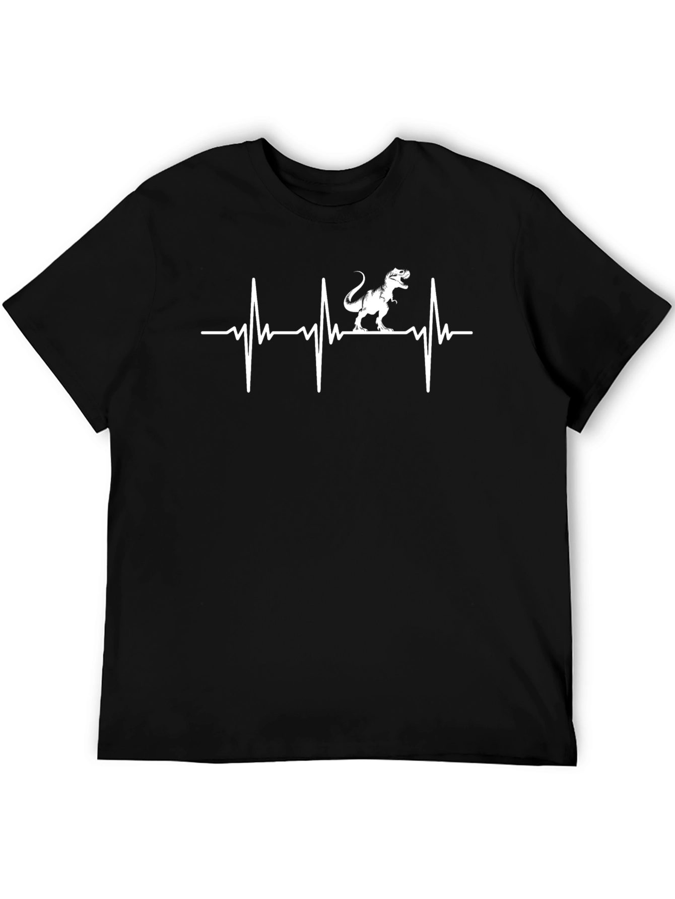 Black Dino Heartbeat T-Shirt - Black, Graphic Tee view 5