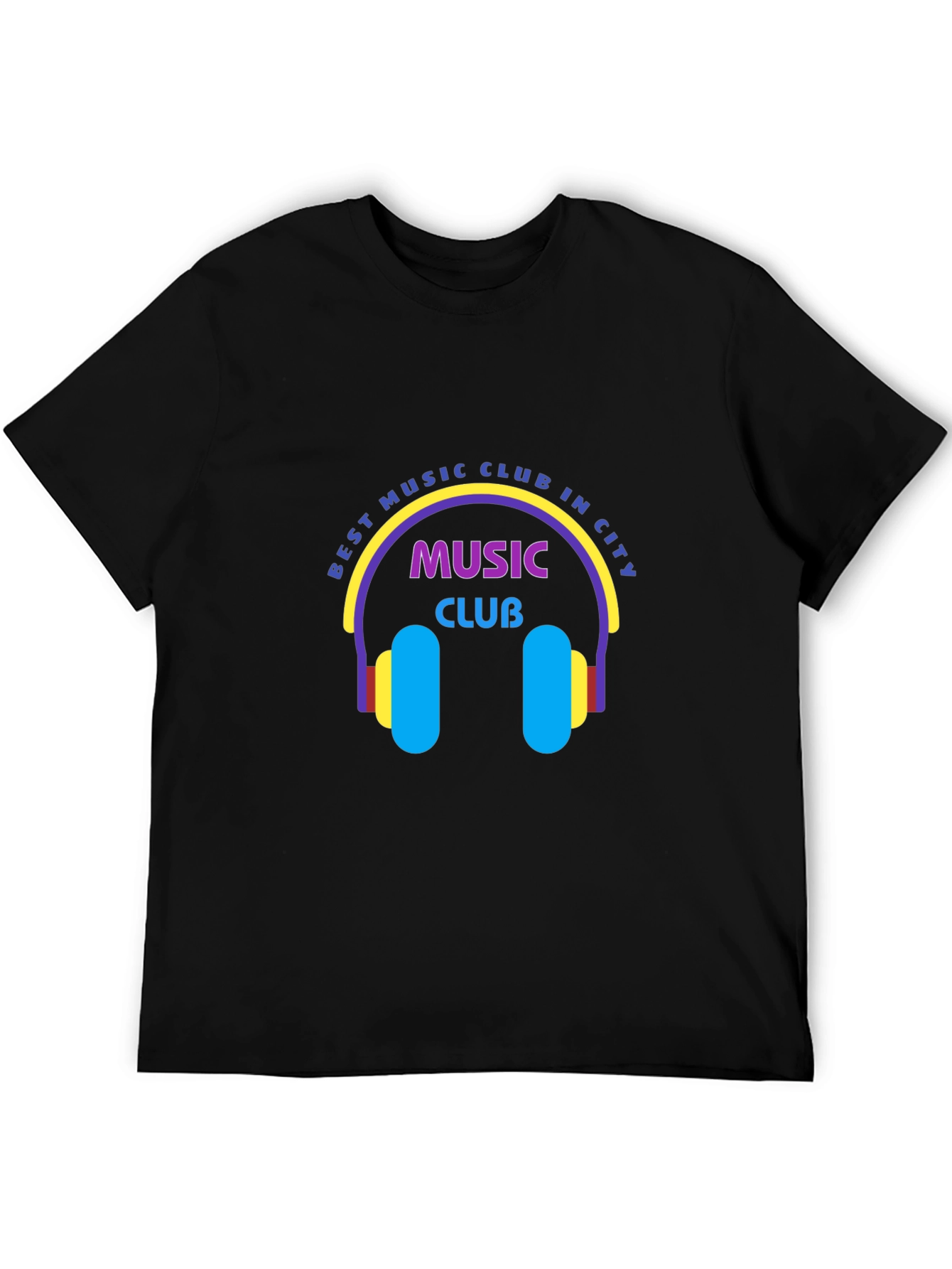 Black Best Music Club T-Shirt - Cool Headphones Design view 5