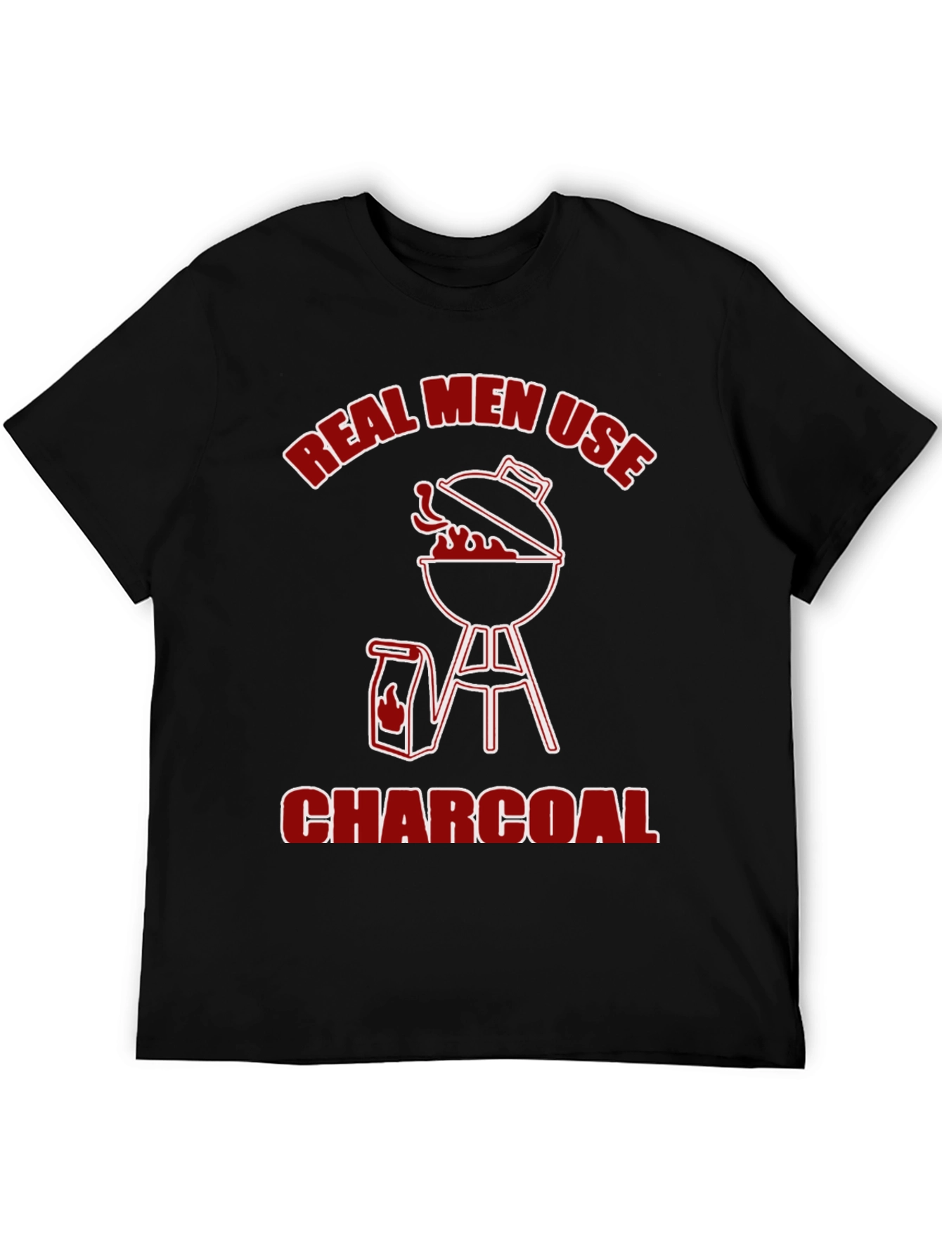 Black Real Men Use Charcoal T-Shirt - BBQ Grill Design view 5
