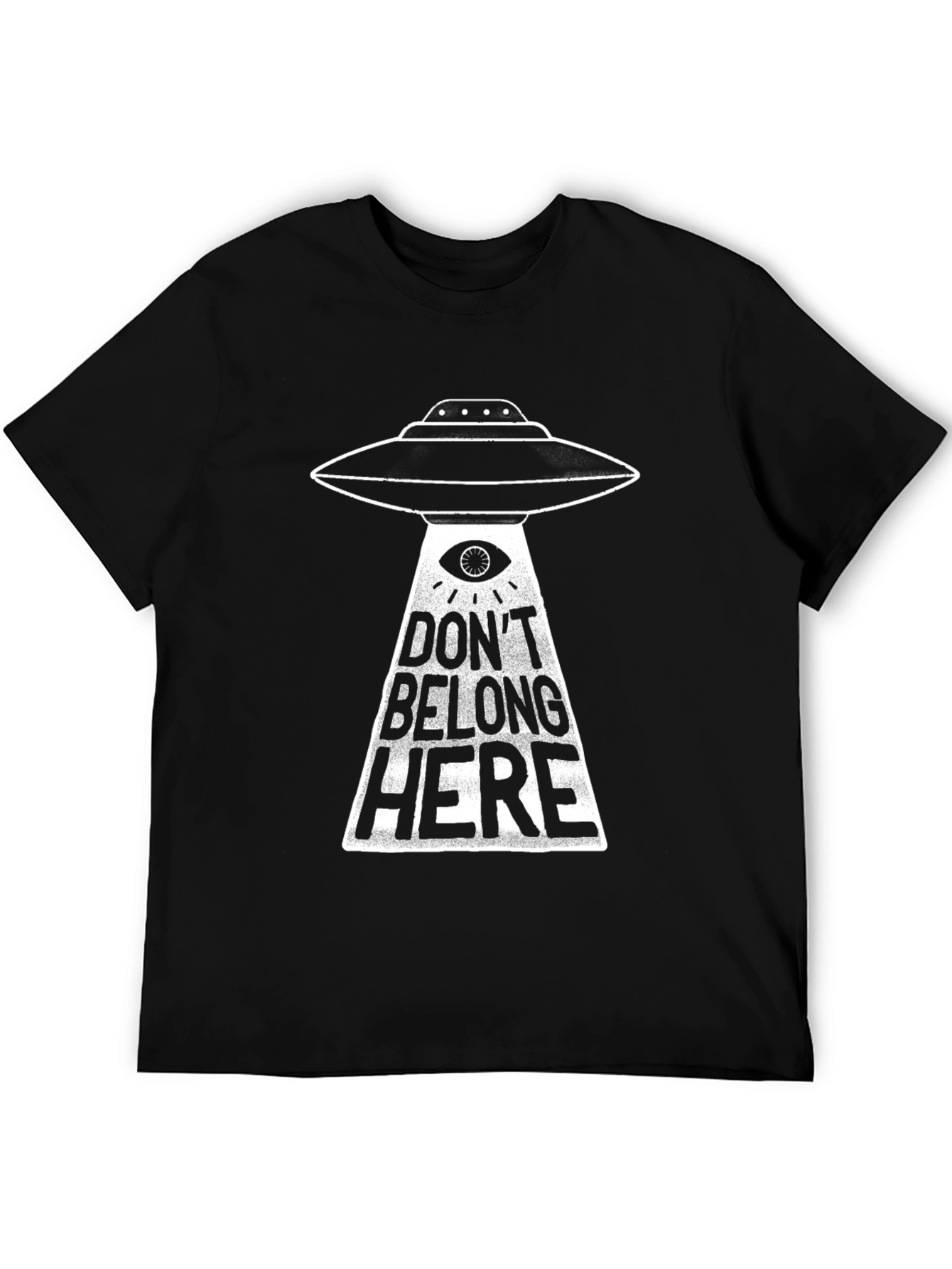 Black Alien UFO T-Shirt - "Don't Belong Here" view 5