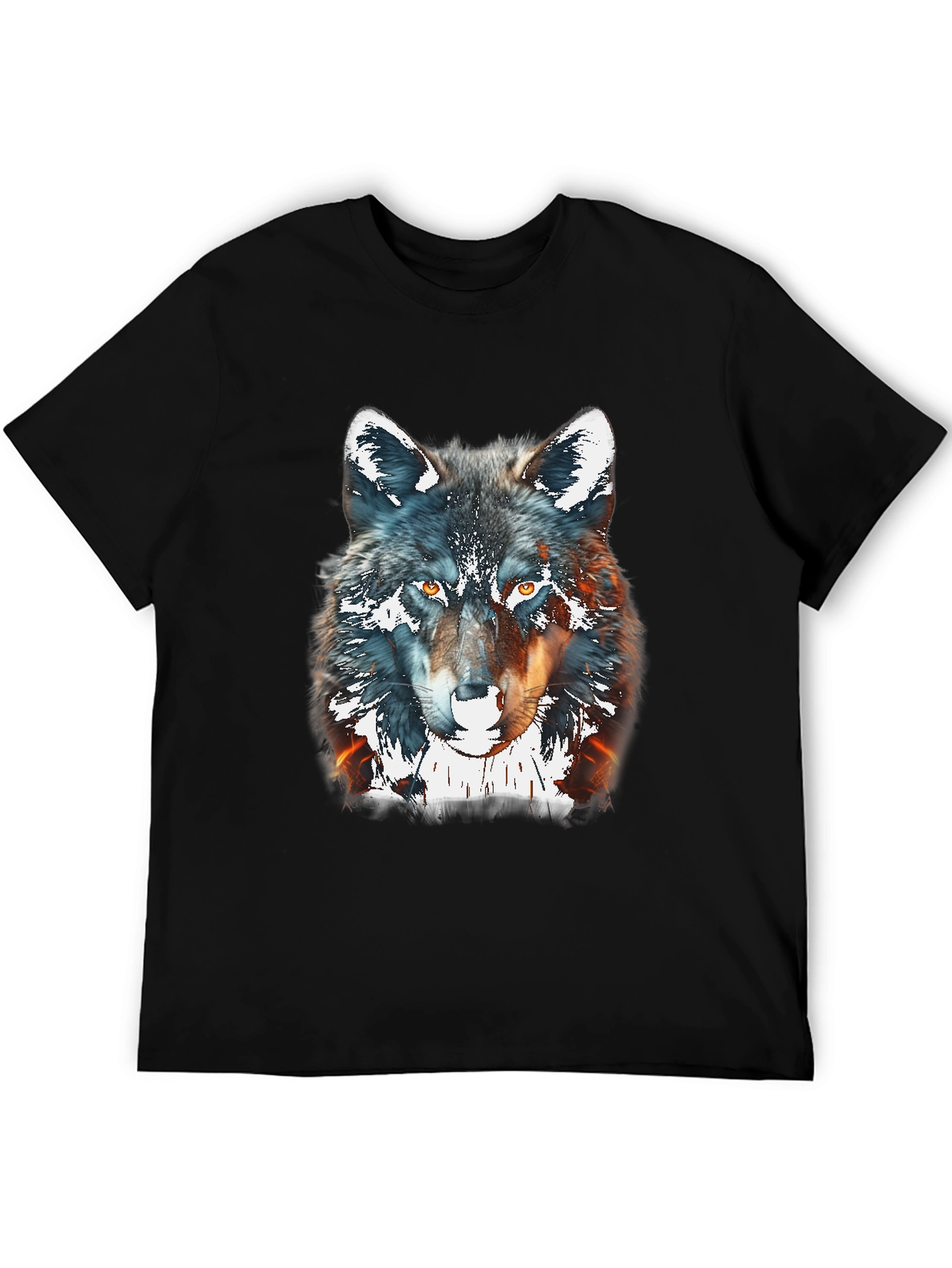 Black Wolf Graphic Print Tee - Black Cotton Blend view 5