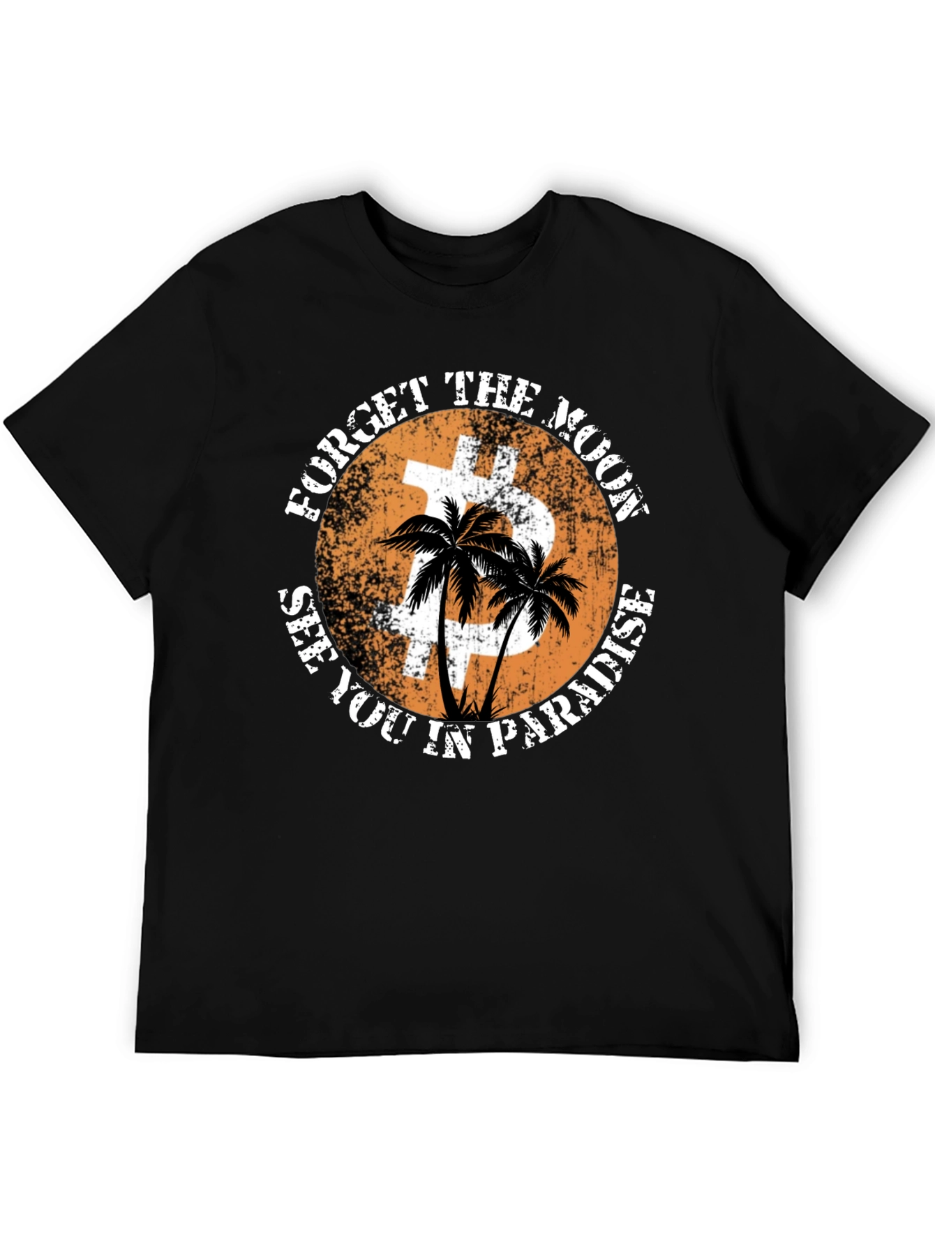 Black Forget the Moon Bitcoin Paradise T-Shirt view 5