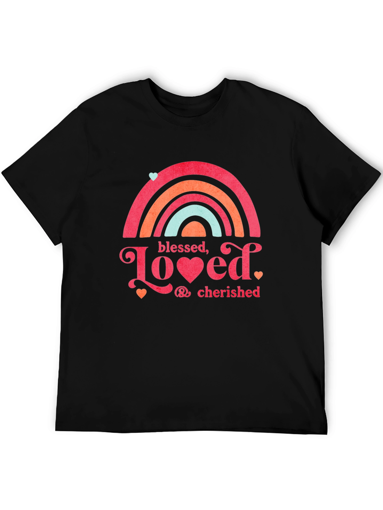 Black Blessed Loved Cherished T-Shirt, Black Tee view 5