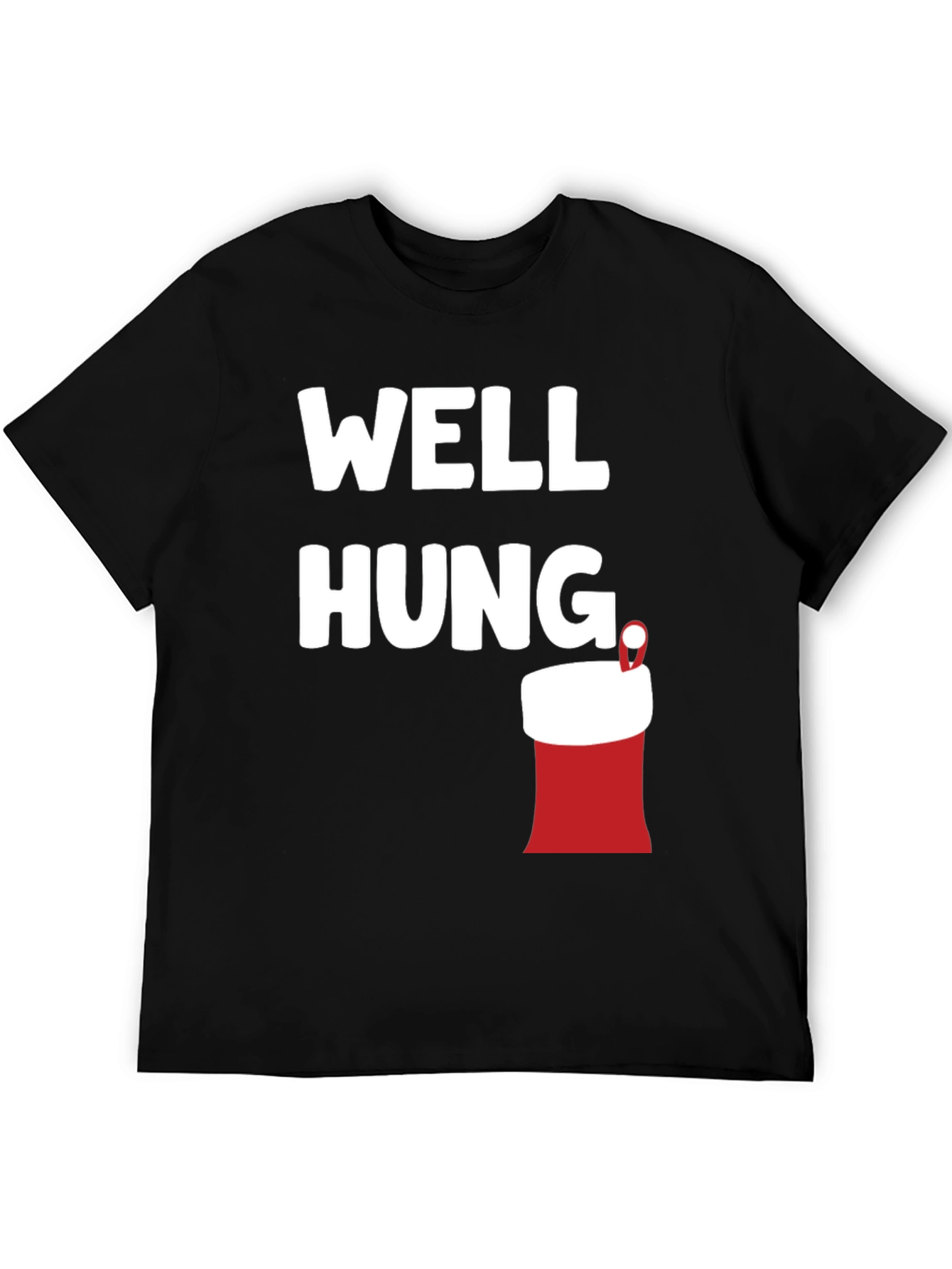 Black Well Hung Christmas Stocking Graphic T-Shirt view 5
