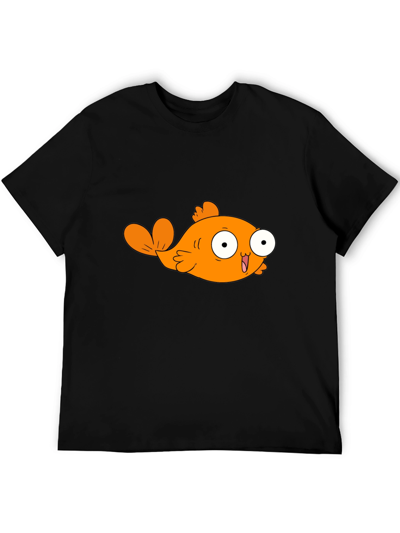 Black Cartoon Orange Fish Graphic T-Shirt view 5