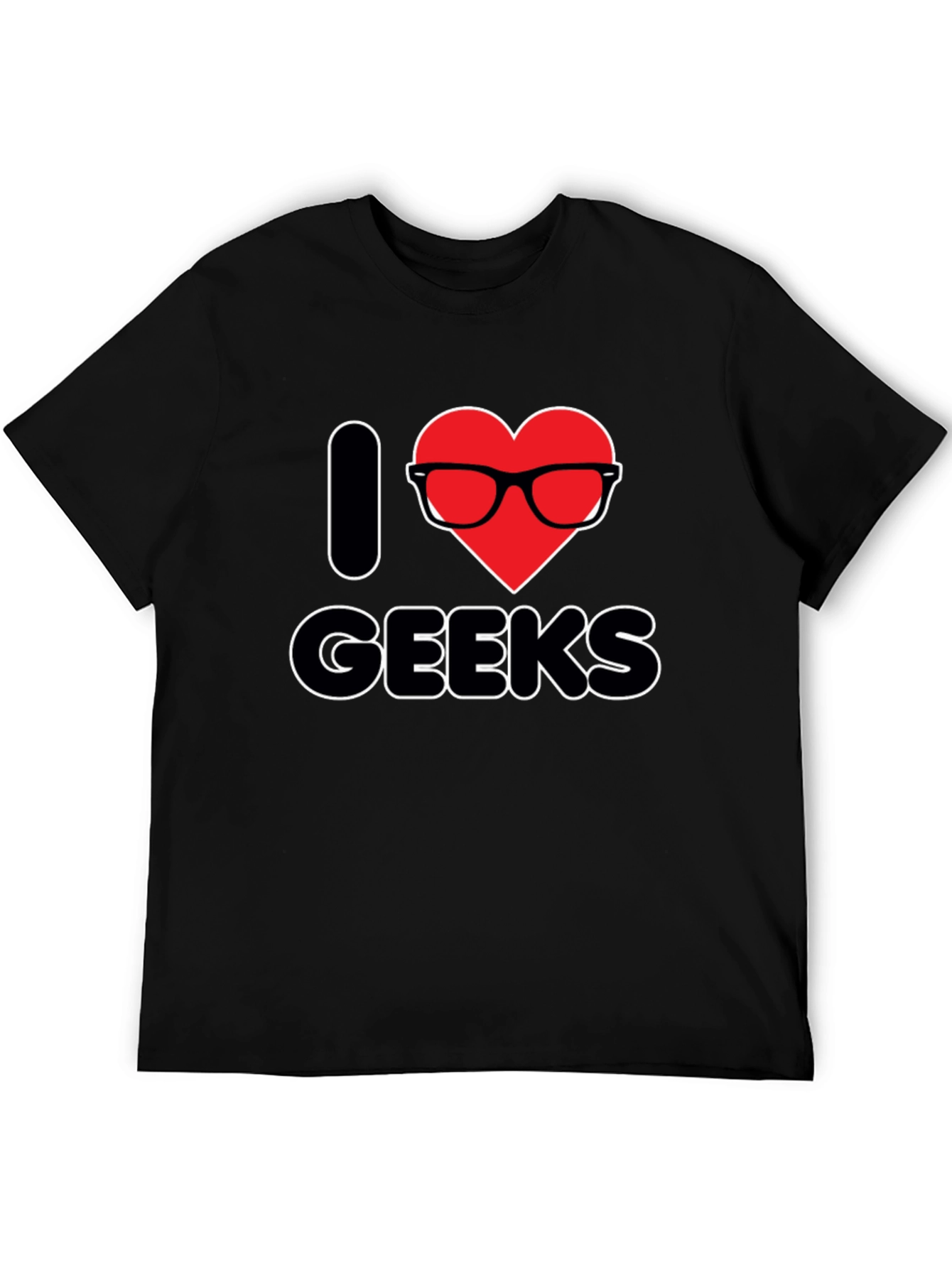 Black I Heart Geeks T-Shirt - Black Graphic Tee view 5