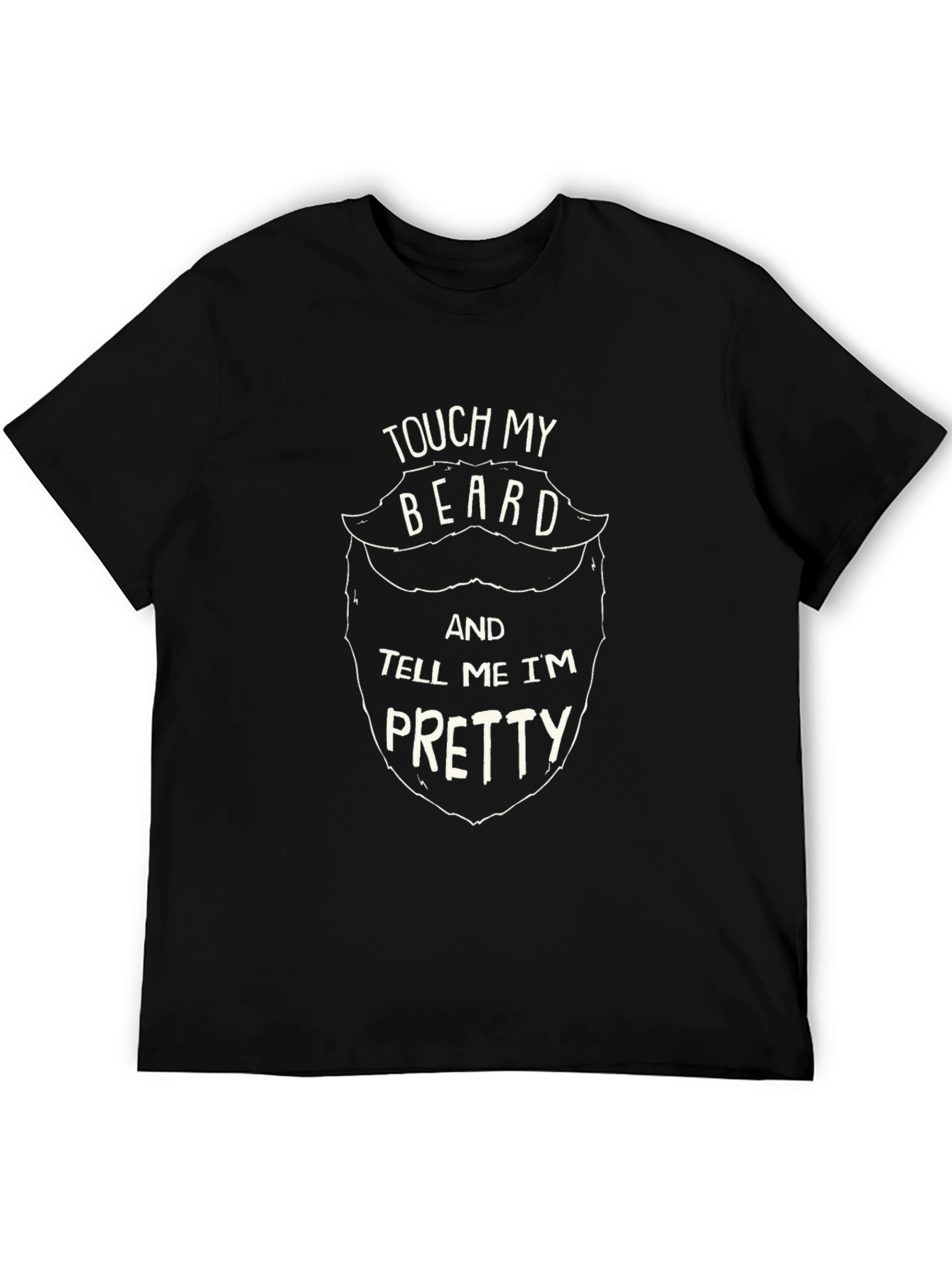 Black Touch My Beard Funny Graphic T-Shirt - Black view 5