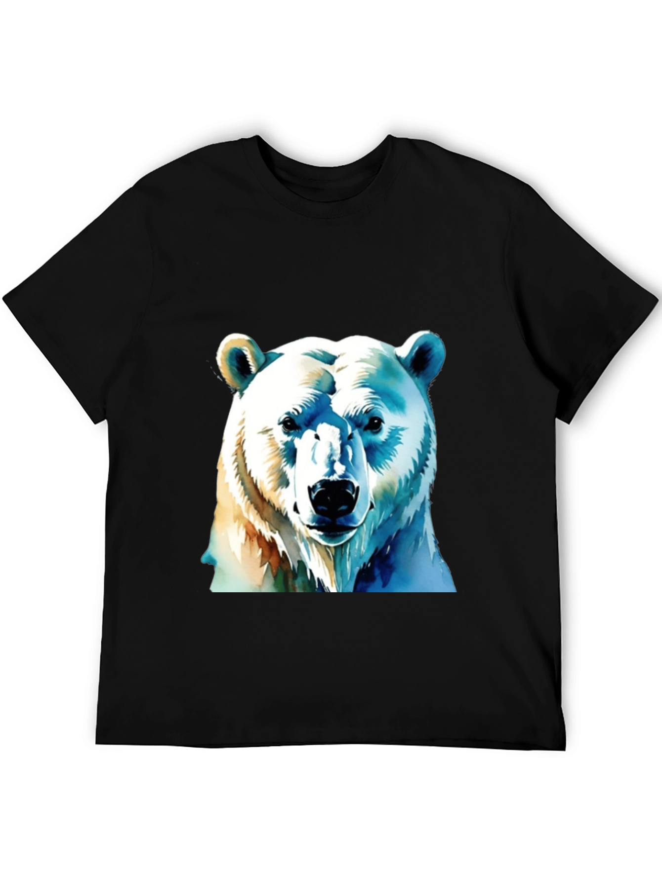 Black Polar Bear Graphic Tee - Black Cotton T-Shirt view 5