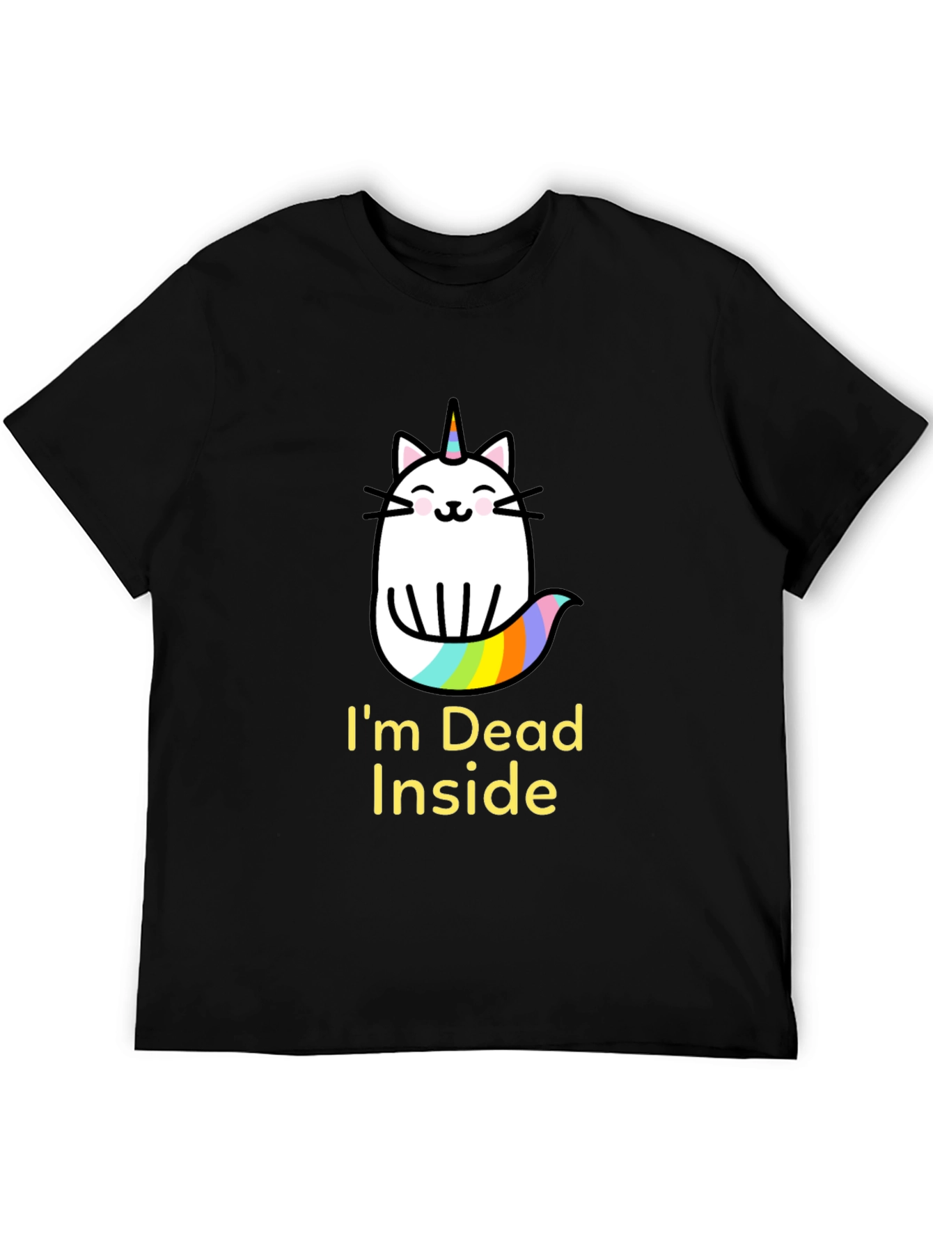 Black Dead Inside Unicorn Cat Graphic Tee view 5