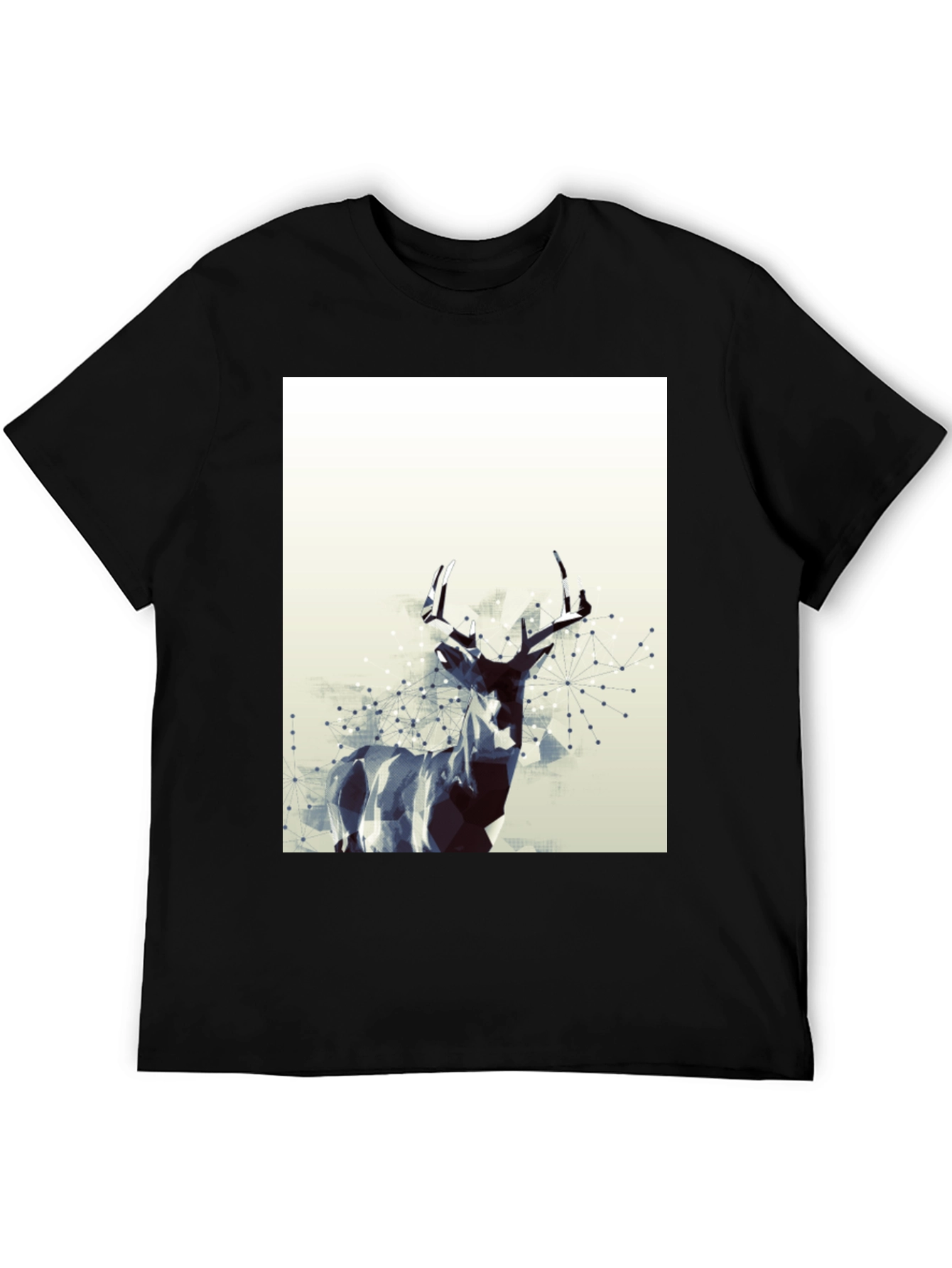 Black Geometric Deer Graphic T-Shirt - Modern Art Tee view 5