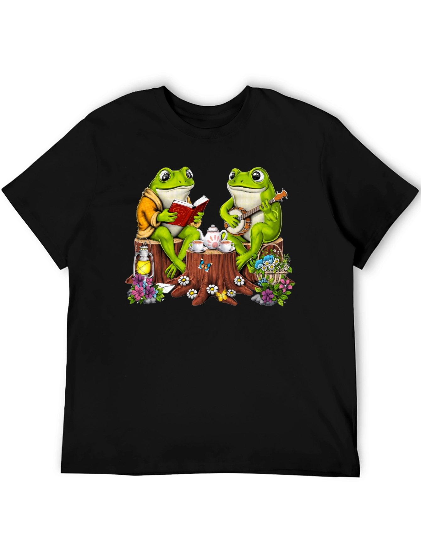 Black Frog Tea Party T-Shirt - Whimsical Design view 5