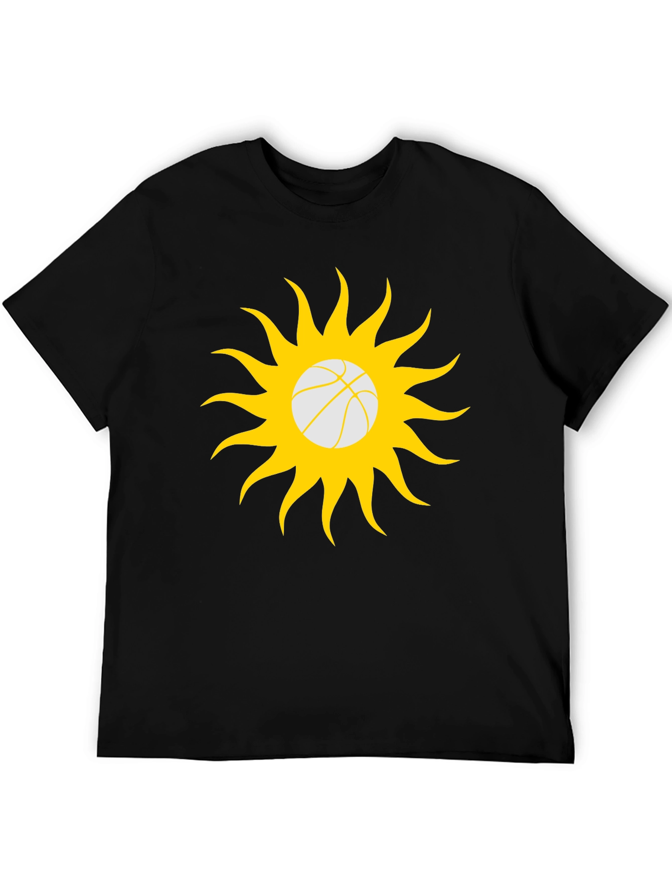 Black Basketball Sun Graphic T-Shirt - Black Cotton Tee view 5