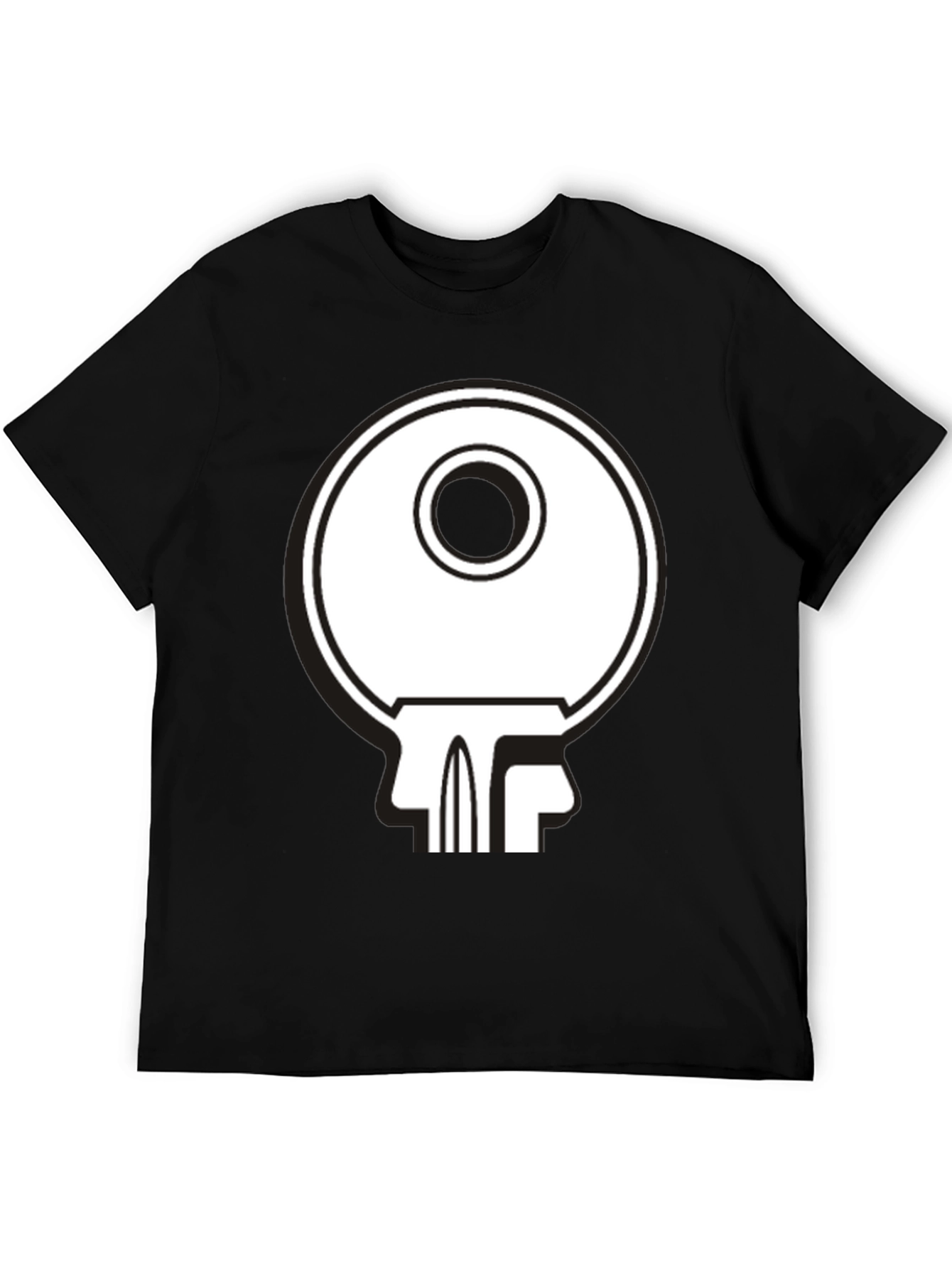 Black Abstract Key Graphic Print T-Shirt - Black view 5