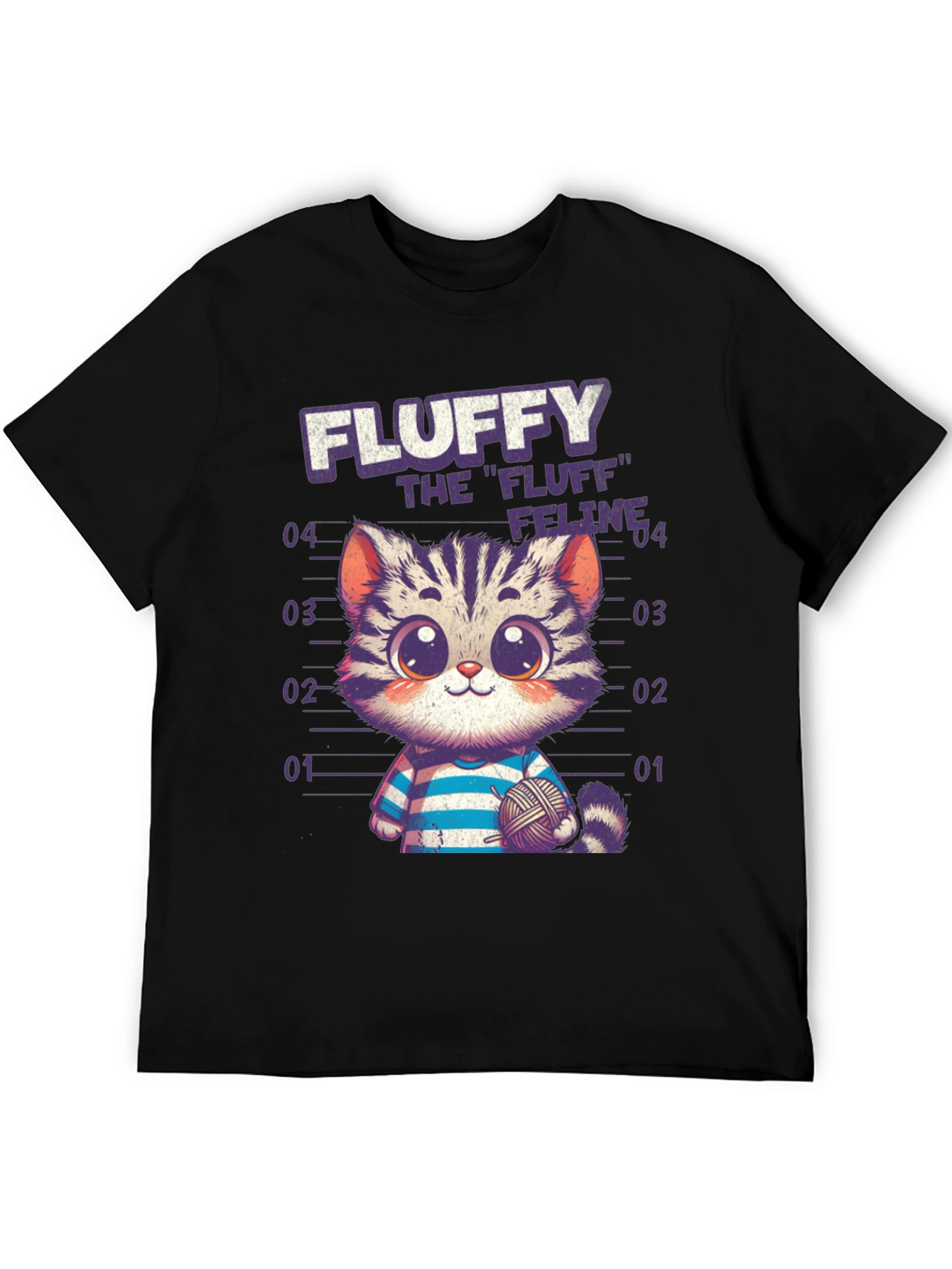 Black Fluffy Feline Graphic Tee - Soft Cotton Blend view 5
