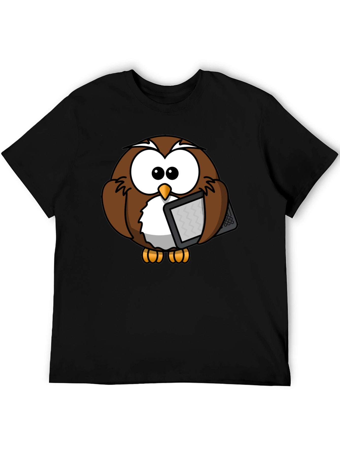 Black Owl Reading E-reader Graphic T-Shirt view 5