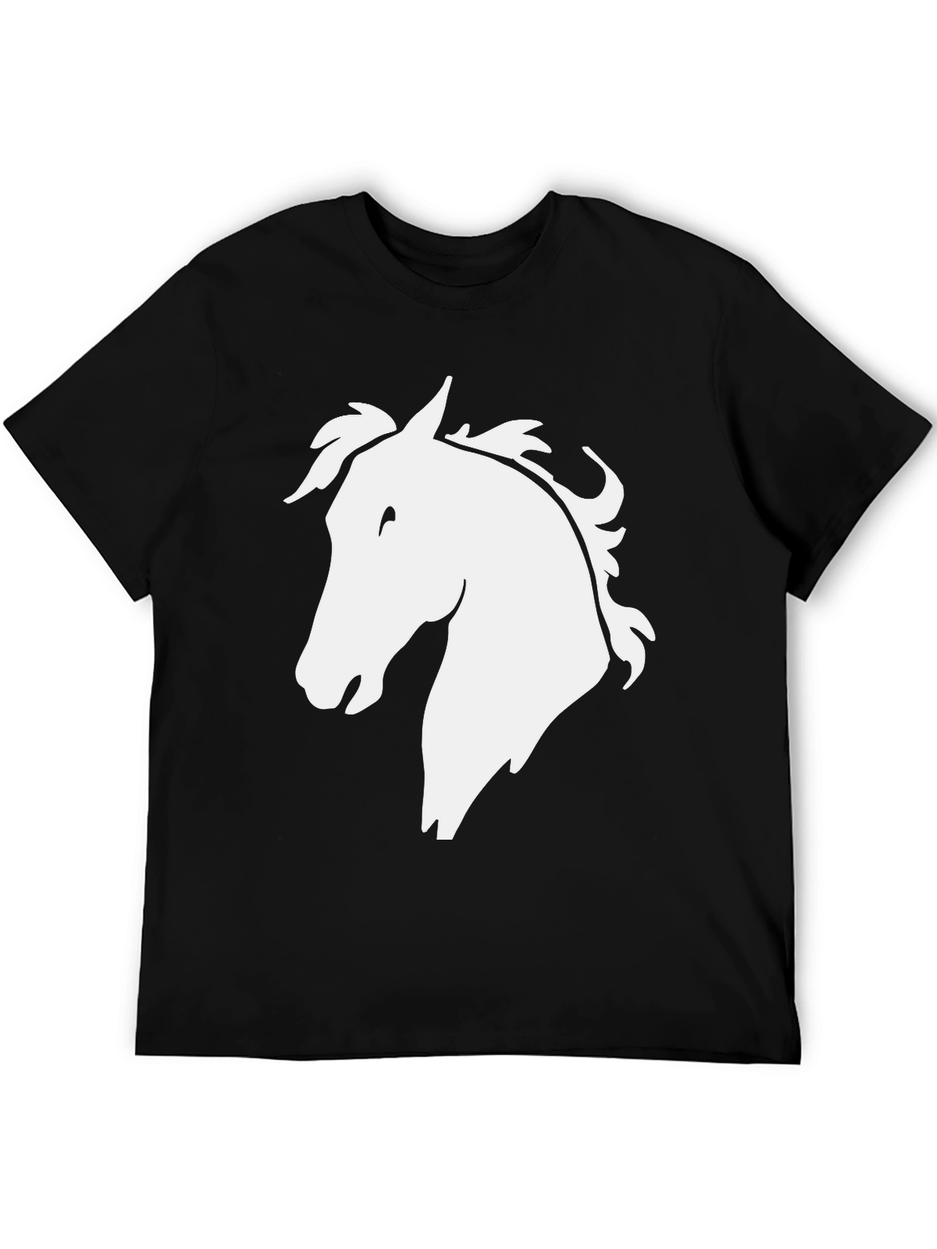 Black Horse Head Graphic Tee - Black Cotton T-Shirt view 5