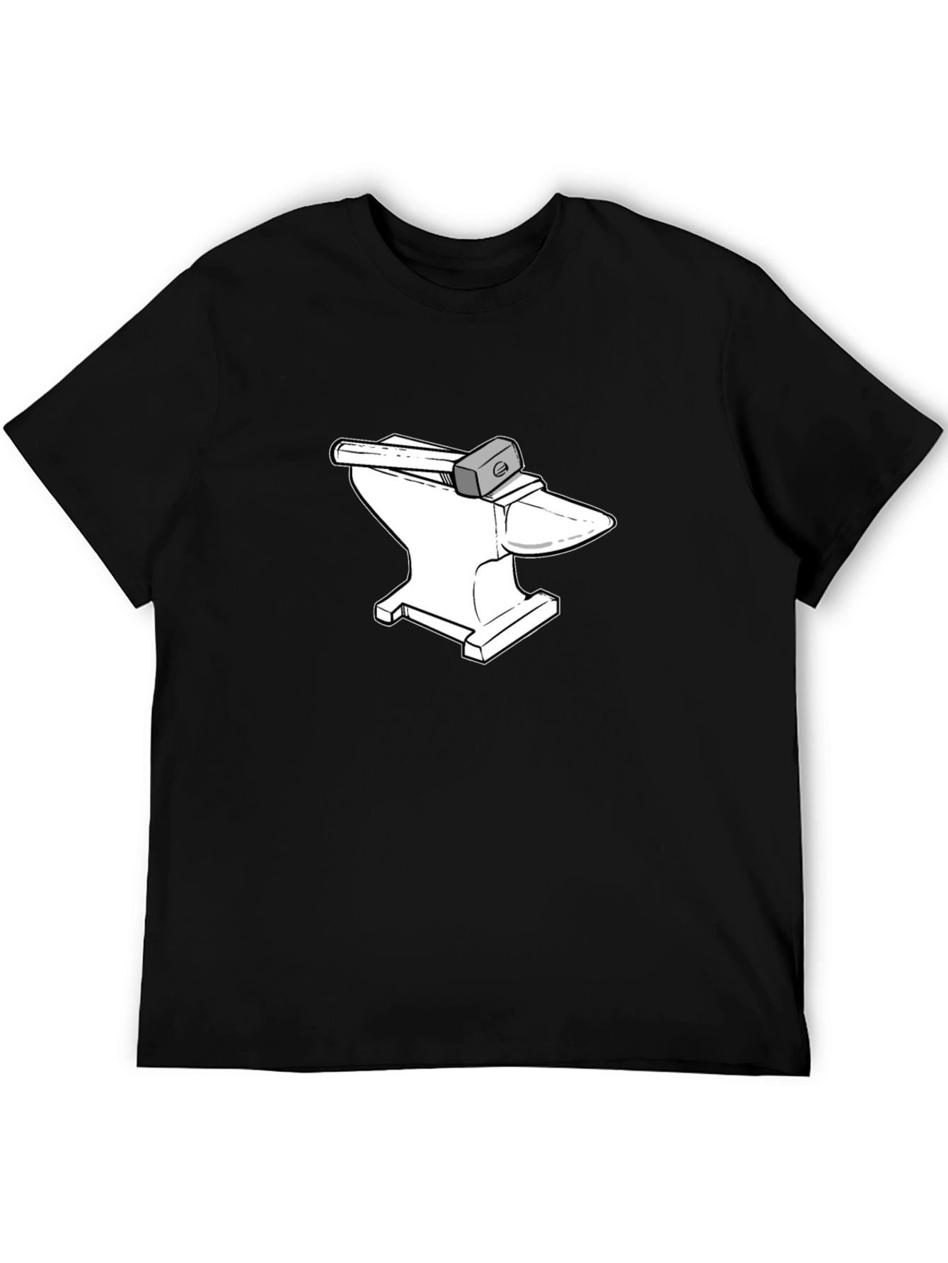 Black Anvil and Hammer Graphic Tee - Black Cotton T-Shirt view 5
