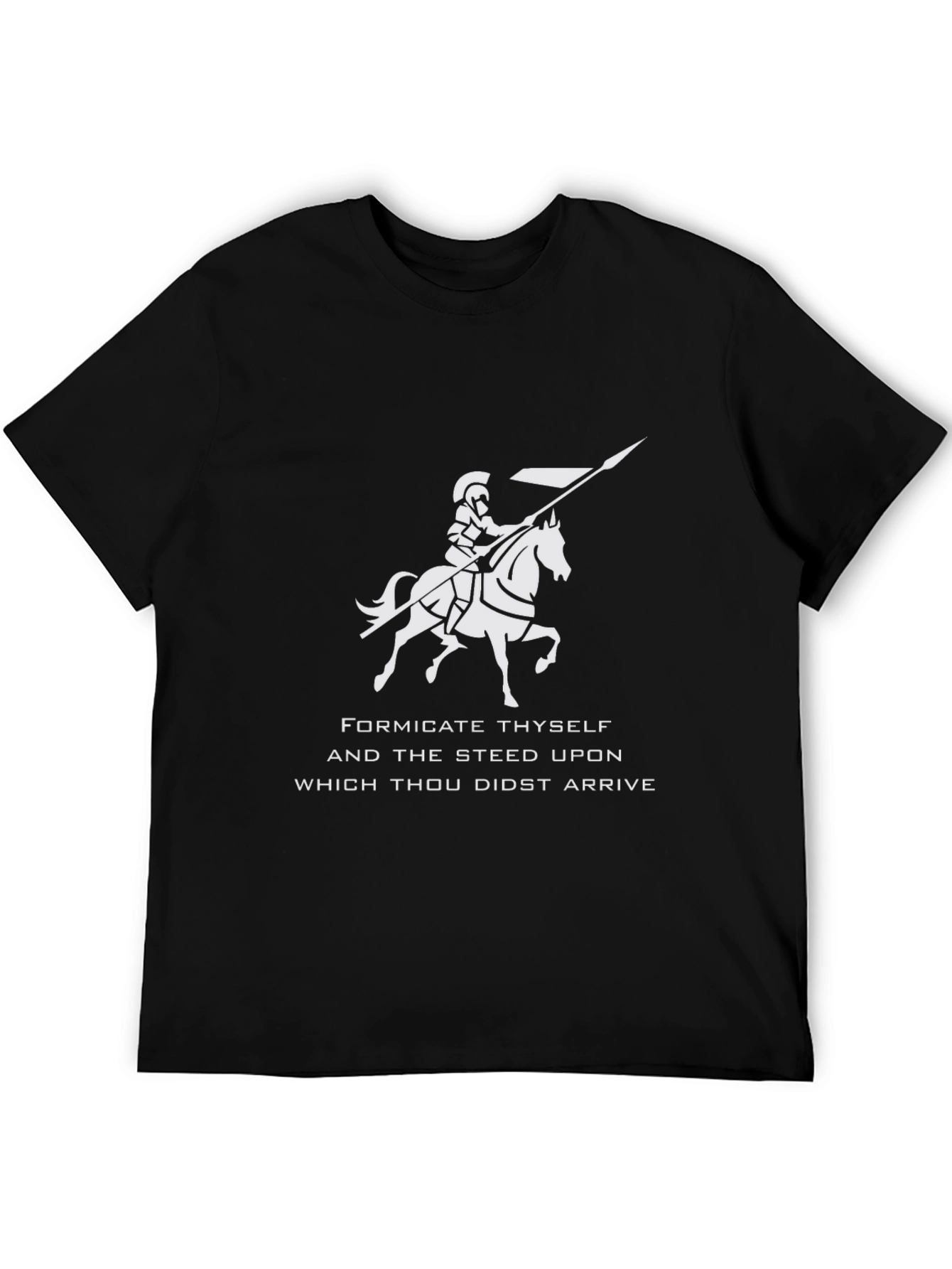 Black Humorous Knight & Steed Graphic T-Shirt view 5