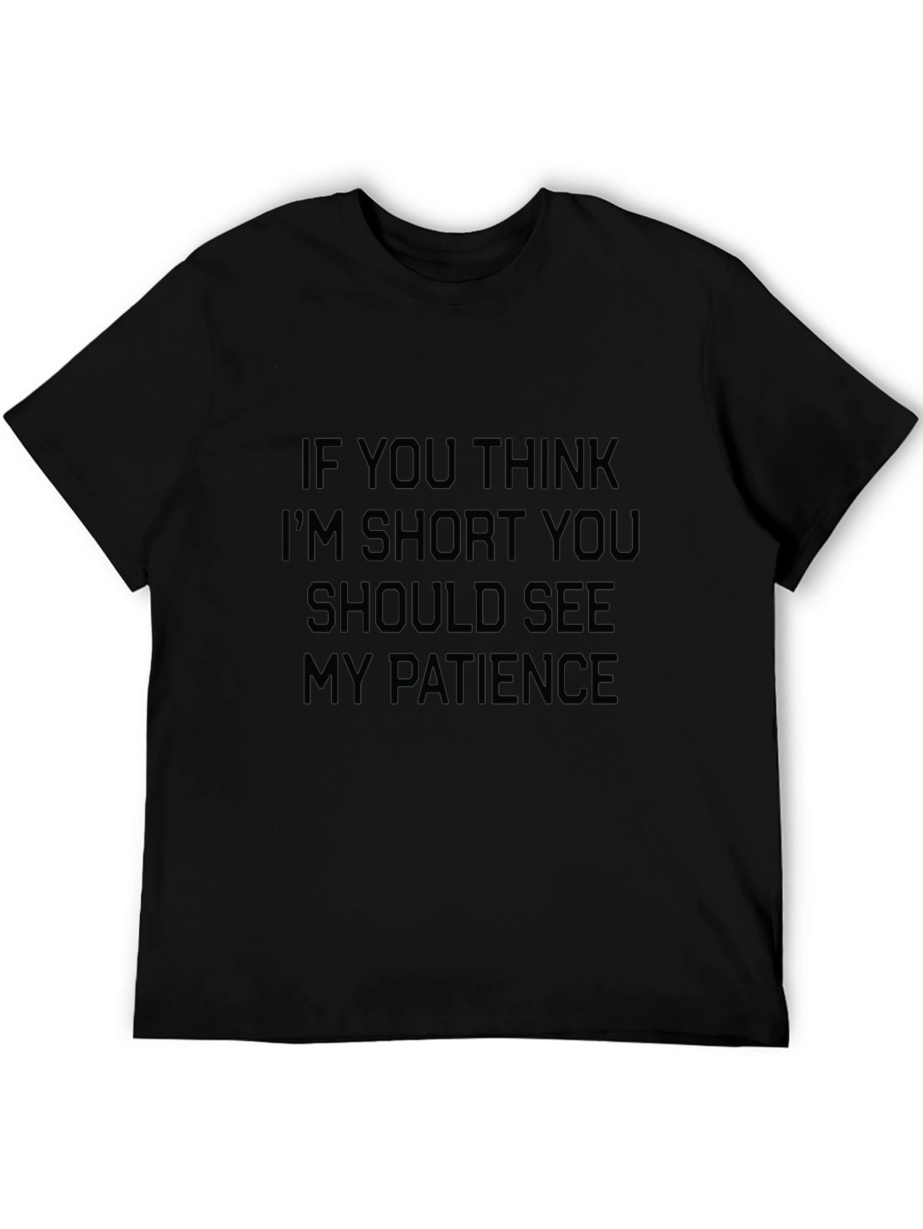 Black Humorous Patience Graphic Tee - Soft Cotton Blend view 5