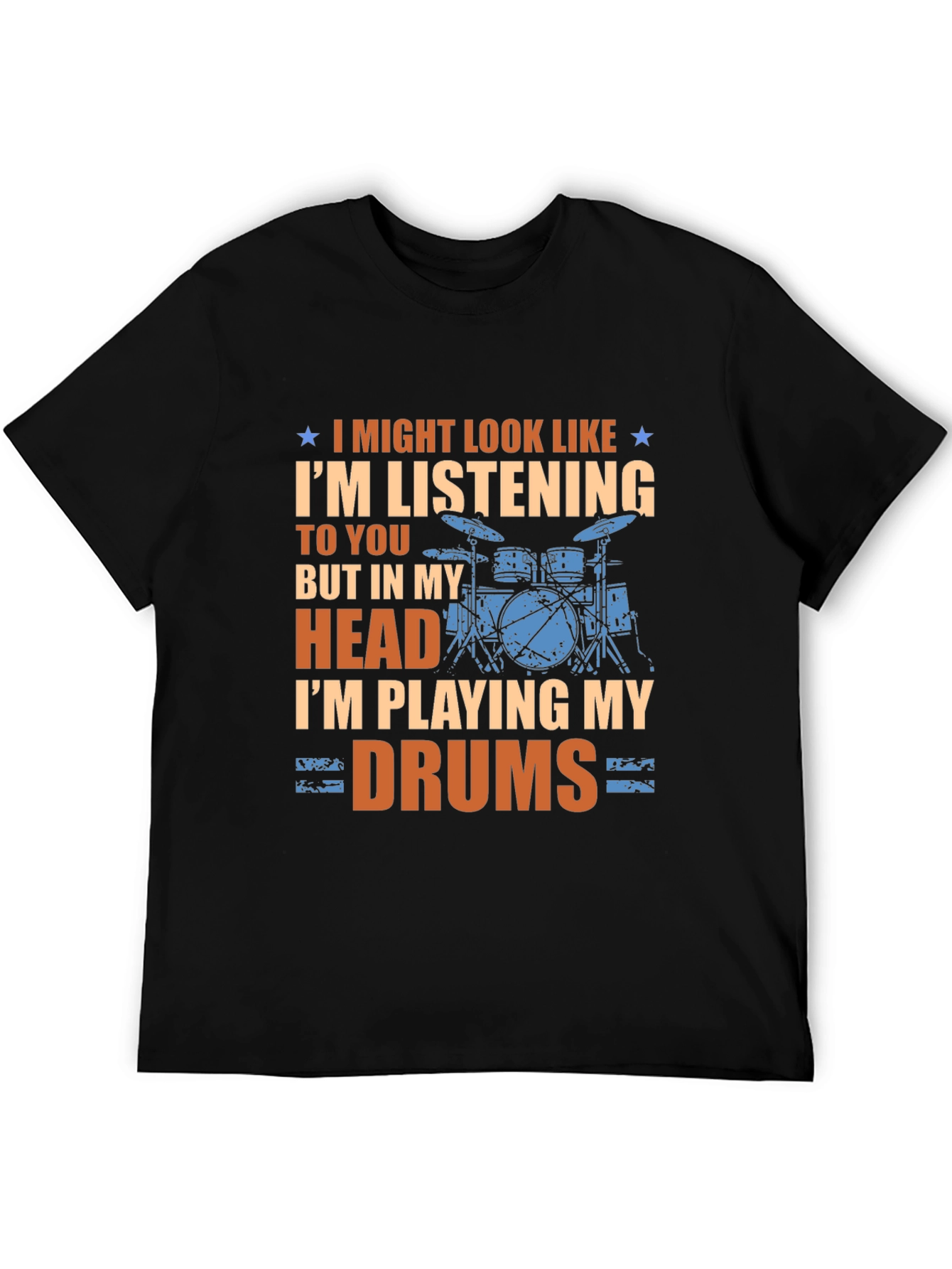 Black Drummer T-Shirt: I'm Playing My Drums view 5