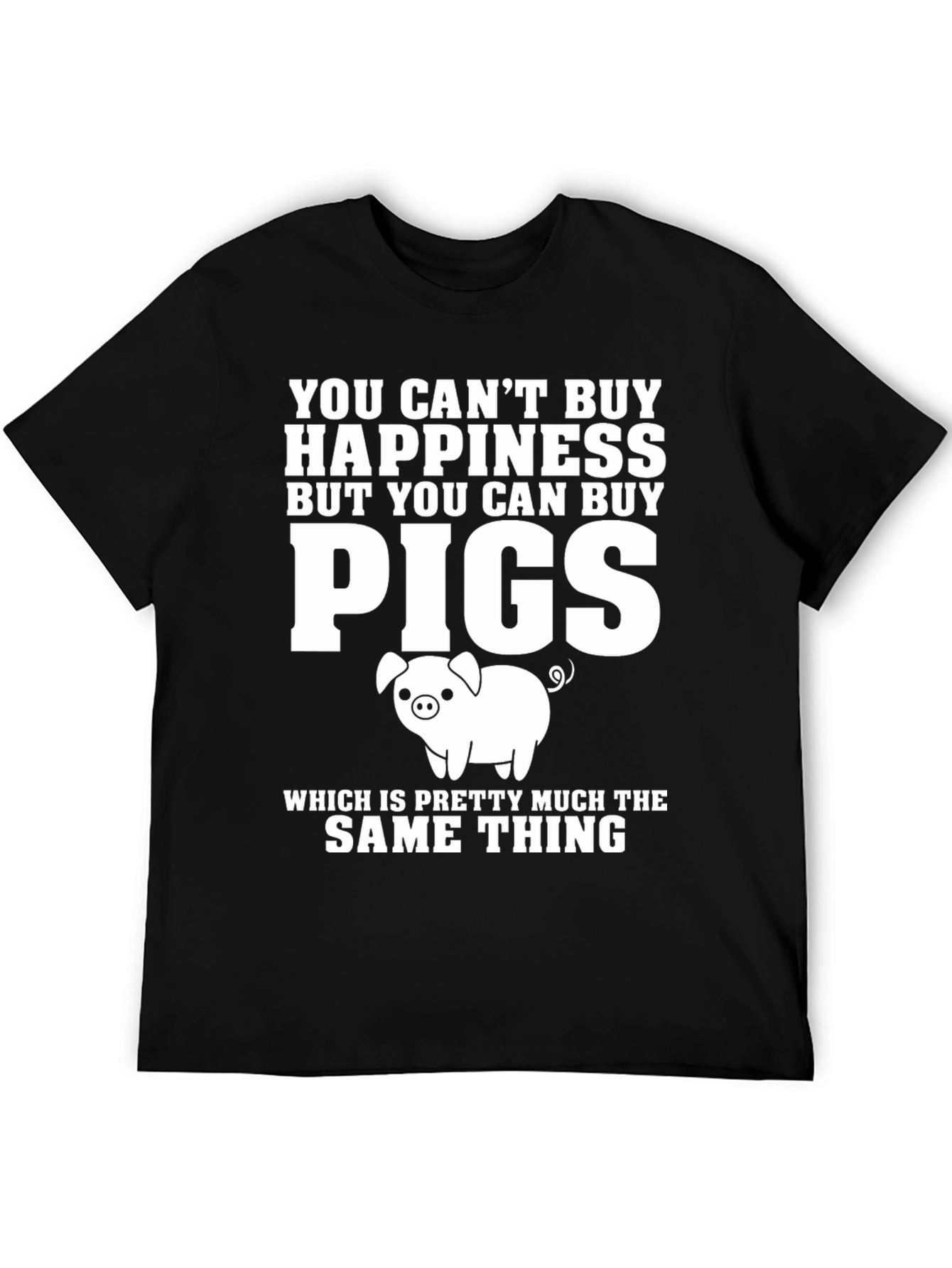 Black Funny Pig Lover T-Shirt: Can Buy Pigs view 5