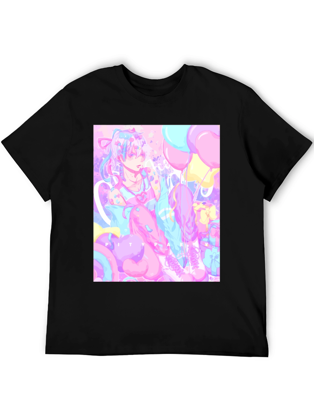 Black Anime Pastel Graphic Tee - Kawaii Pity Party T-Shirt view 5