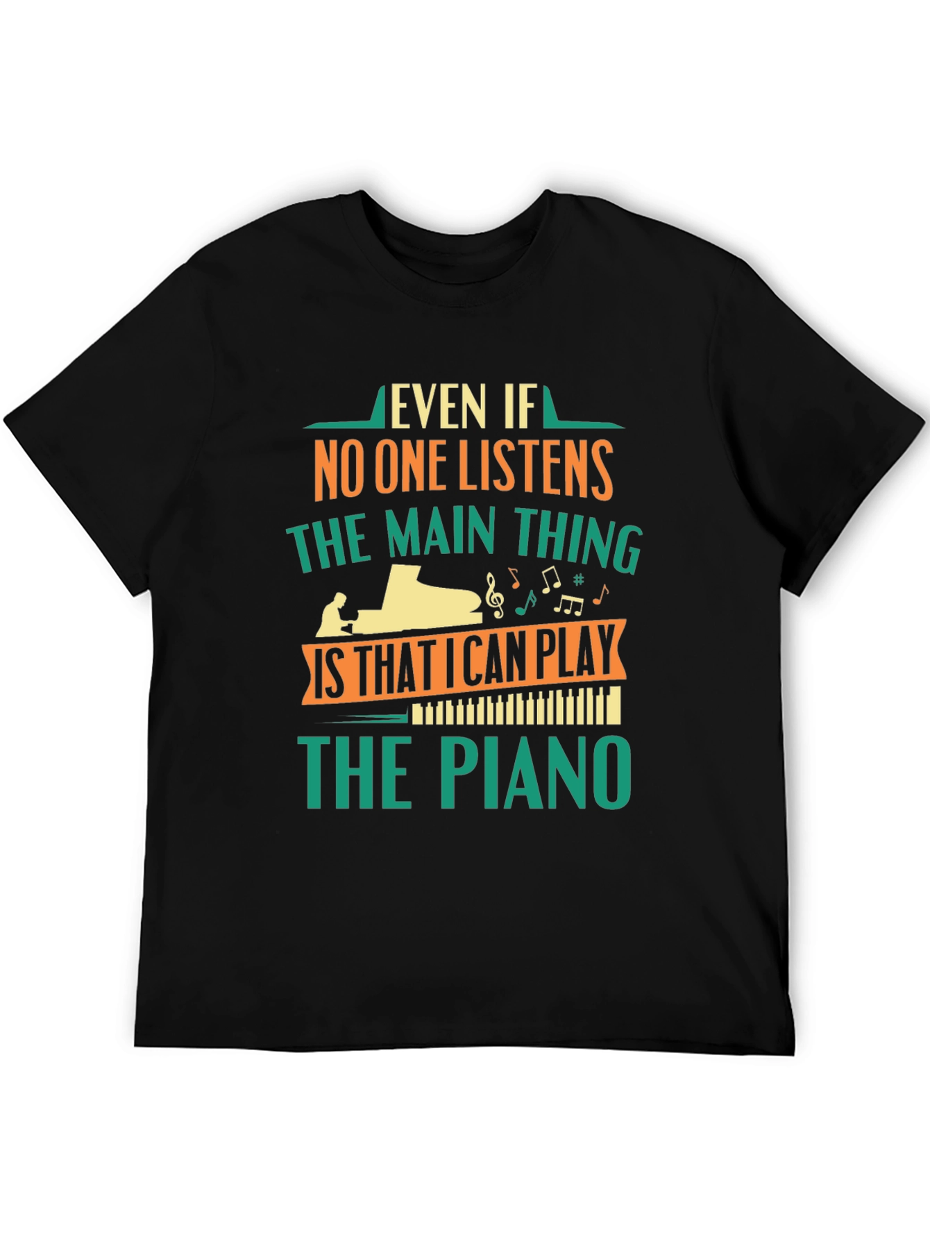 Black Piano Player T-Shirt - Music Lover Gift view 5