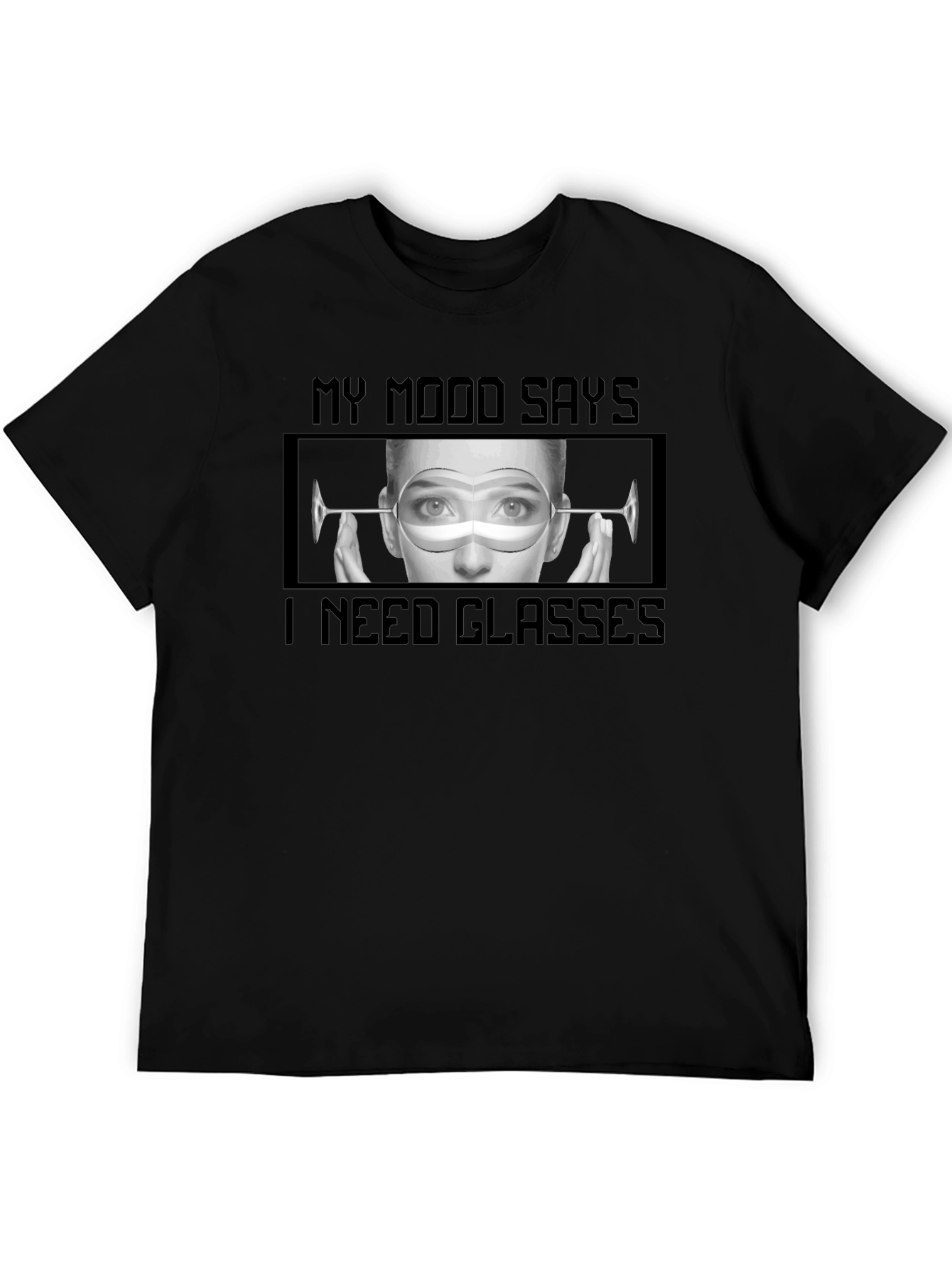 Black My Mood Says I Need Glasses Graphic Tee view 5