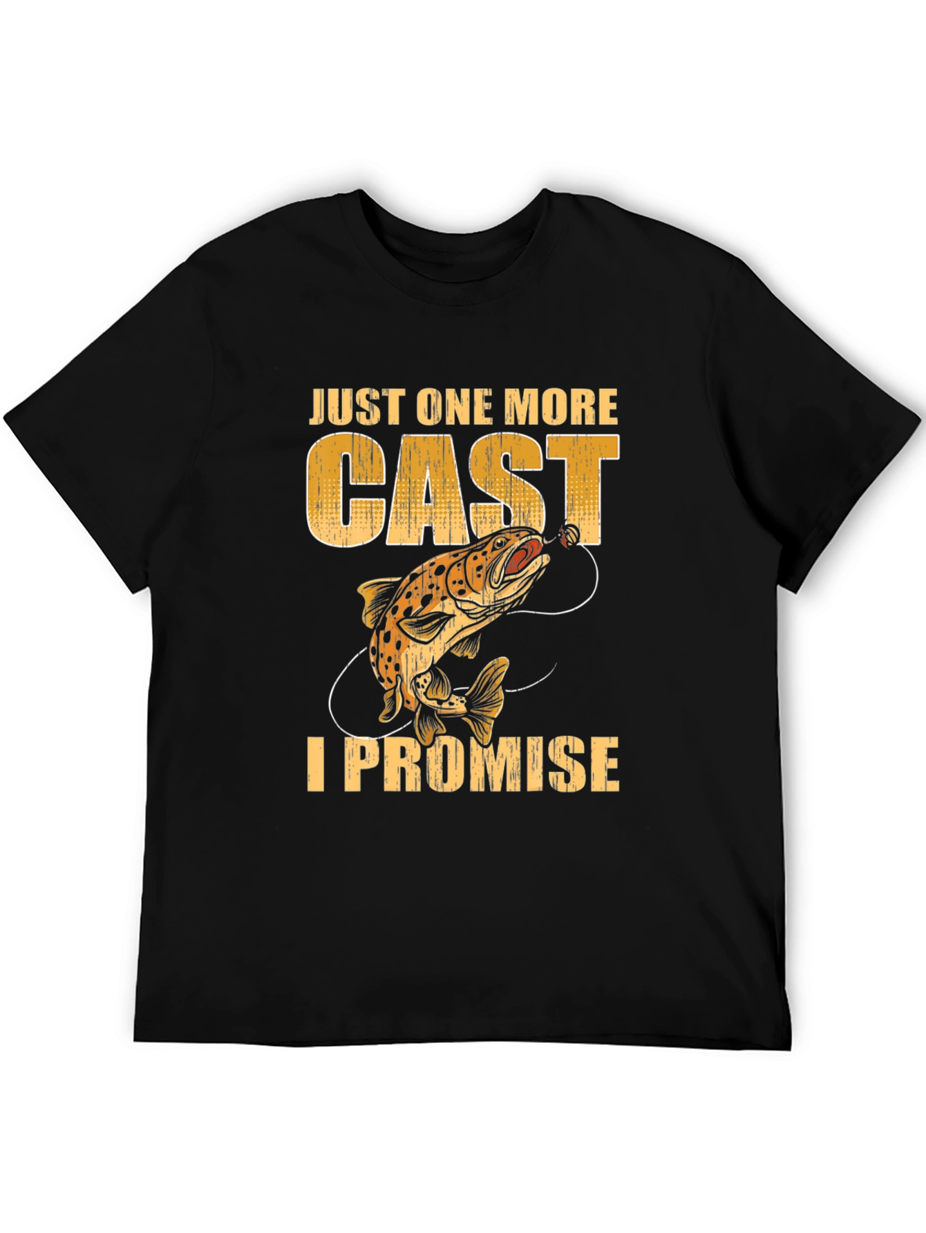 Black Just One More Cast Fishing T-Shirt view 5
