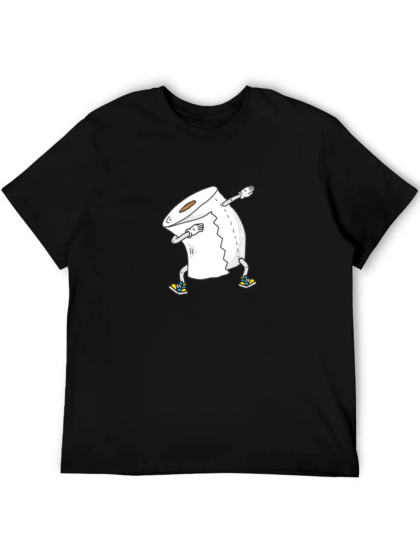 Black Dabbing Toilet Paper Roll Graphic Tee - Black T-Shirt view 5