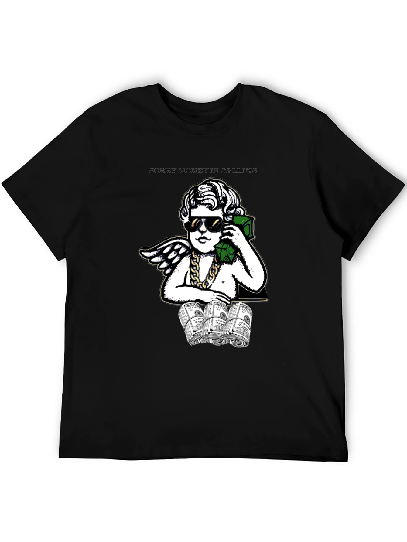 Black Money Calling Graphic Tee view 5
