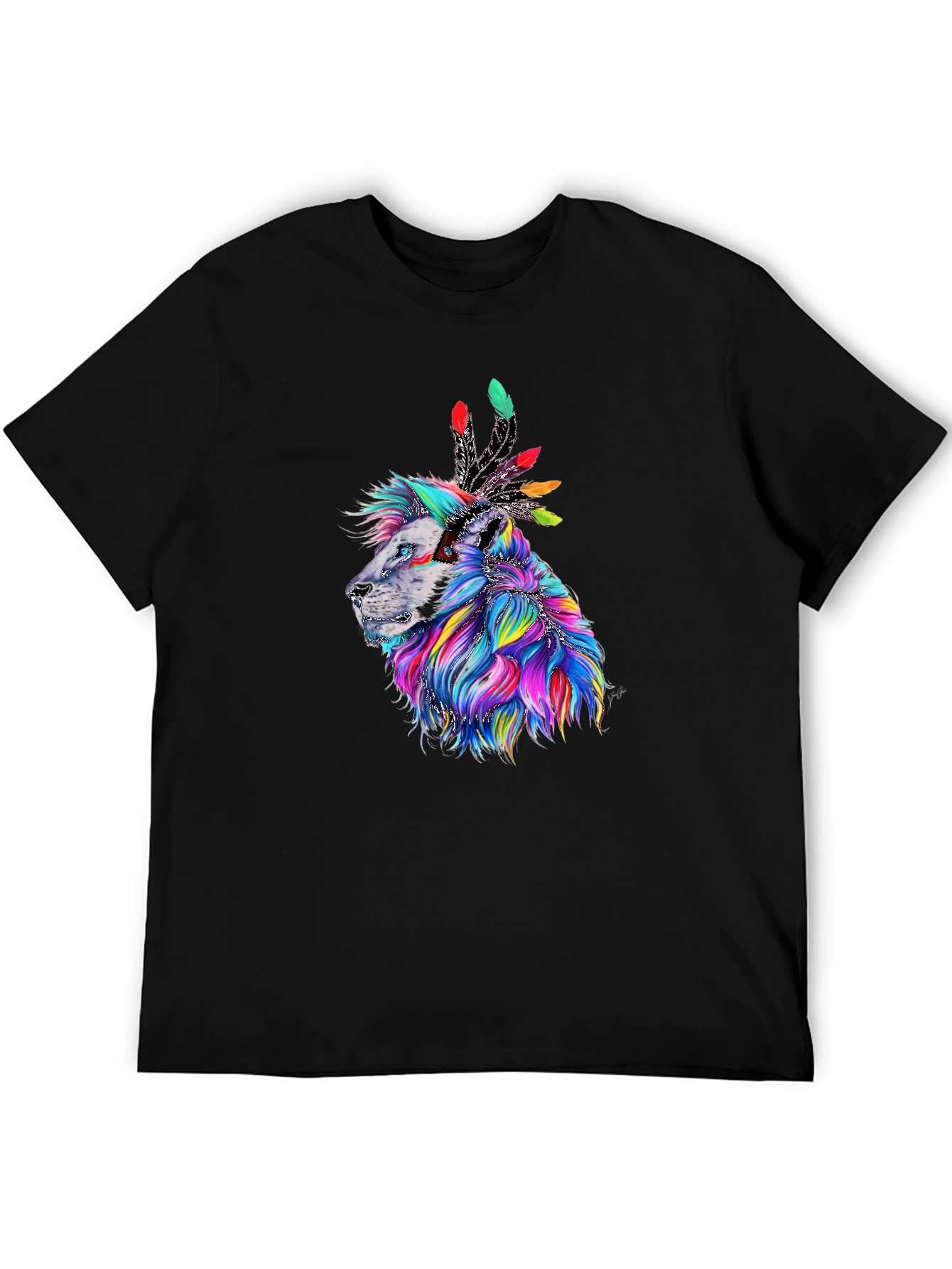 Black Lion Headdress Graphic T-Shirt view 5