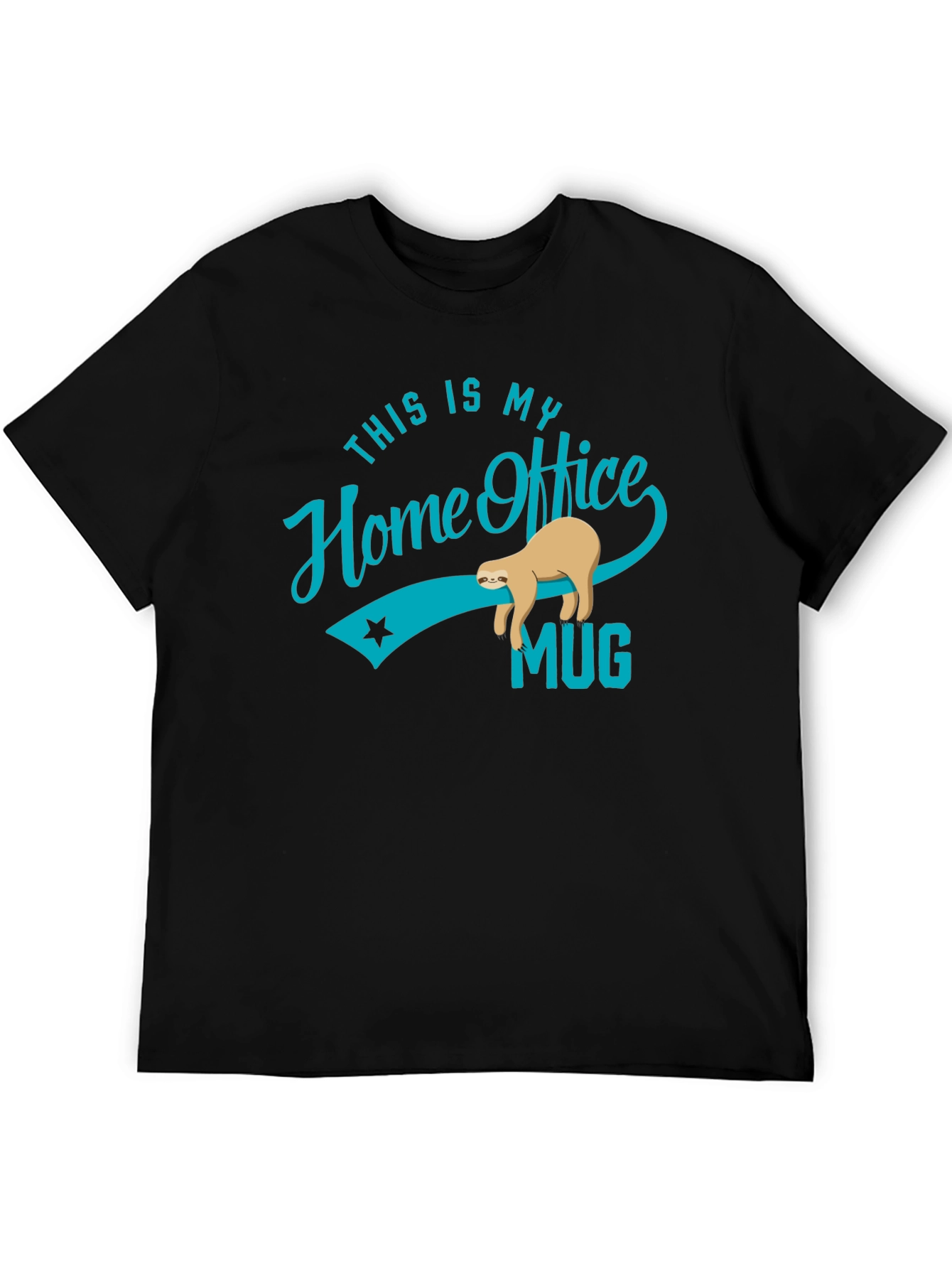 Black Funny Sloth Home Office T-Shirt view 5