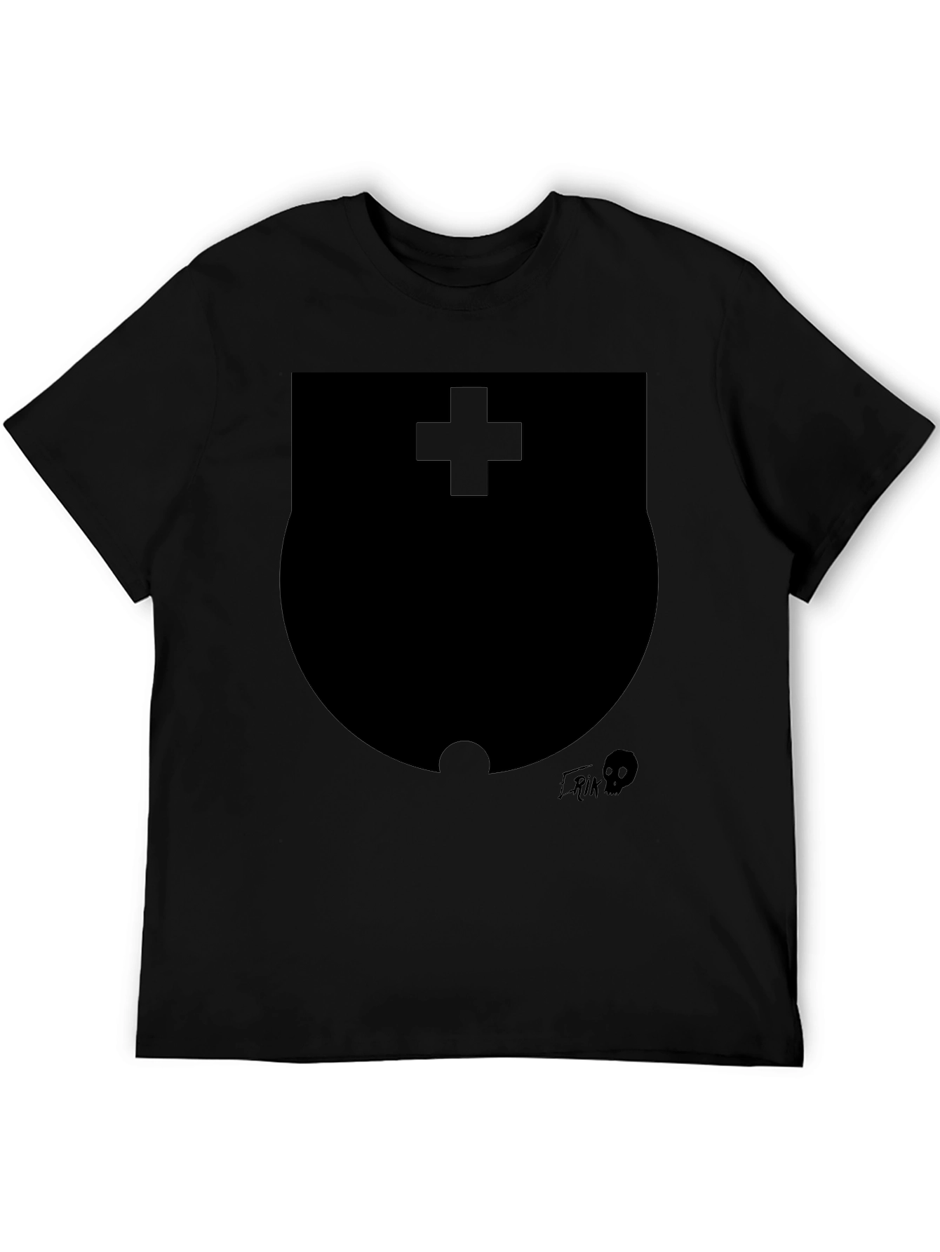 Black Modern Black Graphic T-Shirt with Shield Design view 5