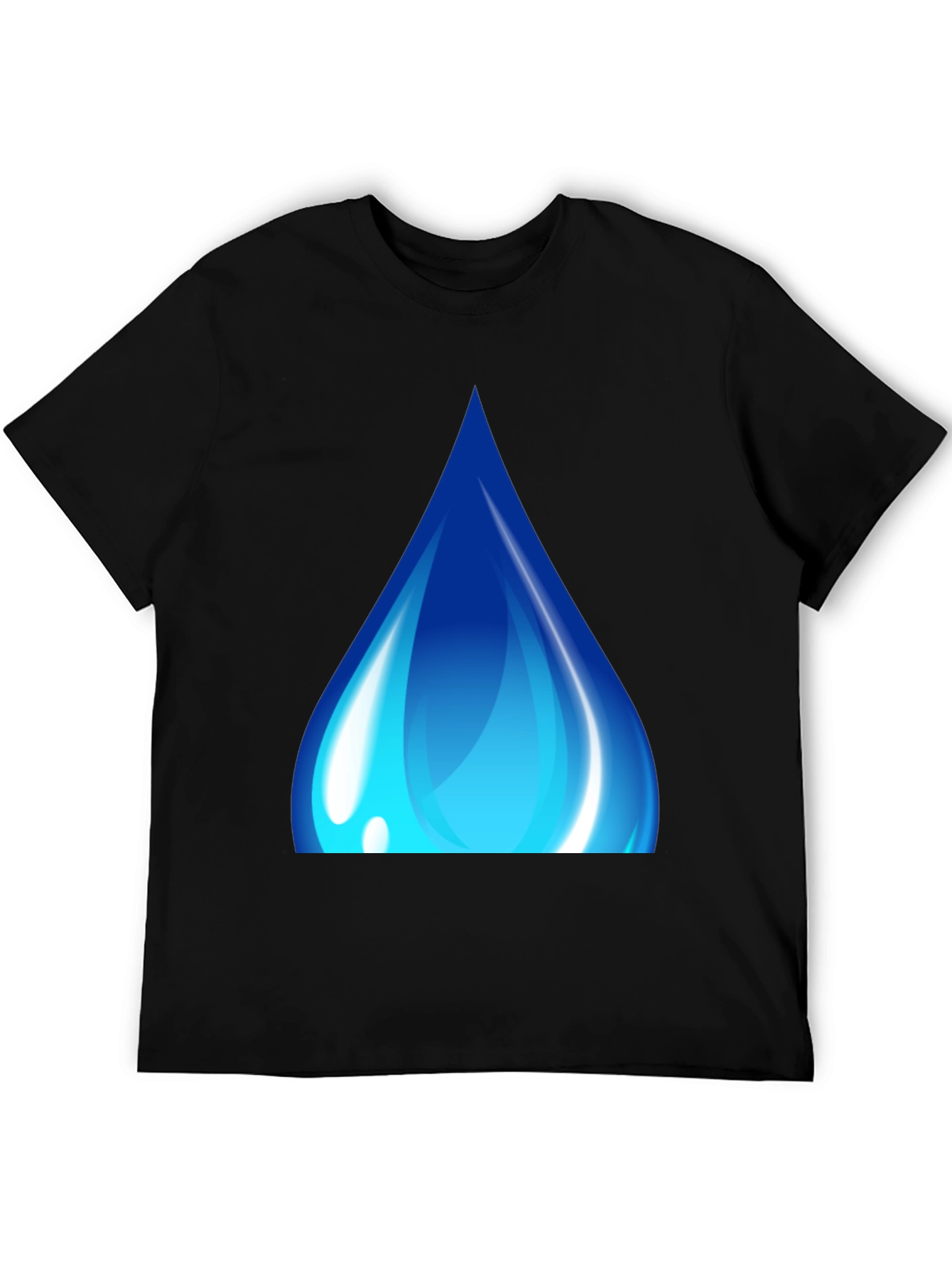 Black Blue Water Drop Graphic Black T-Shirt view 5