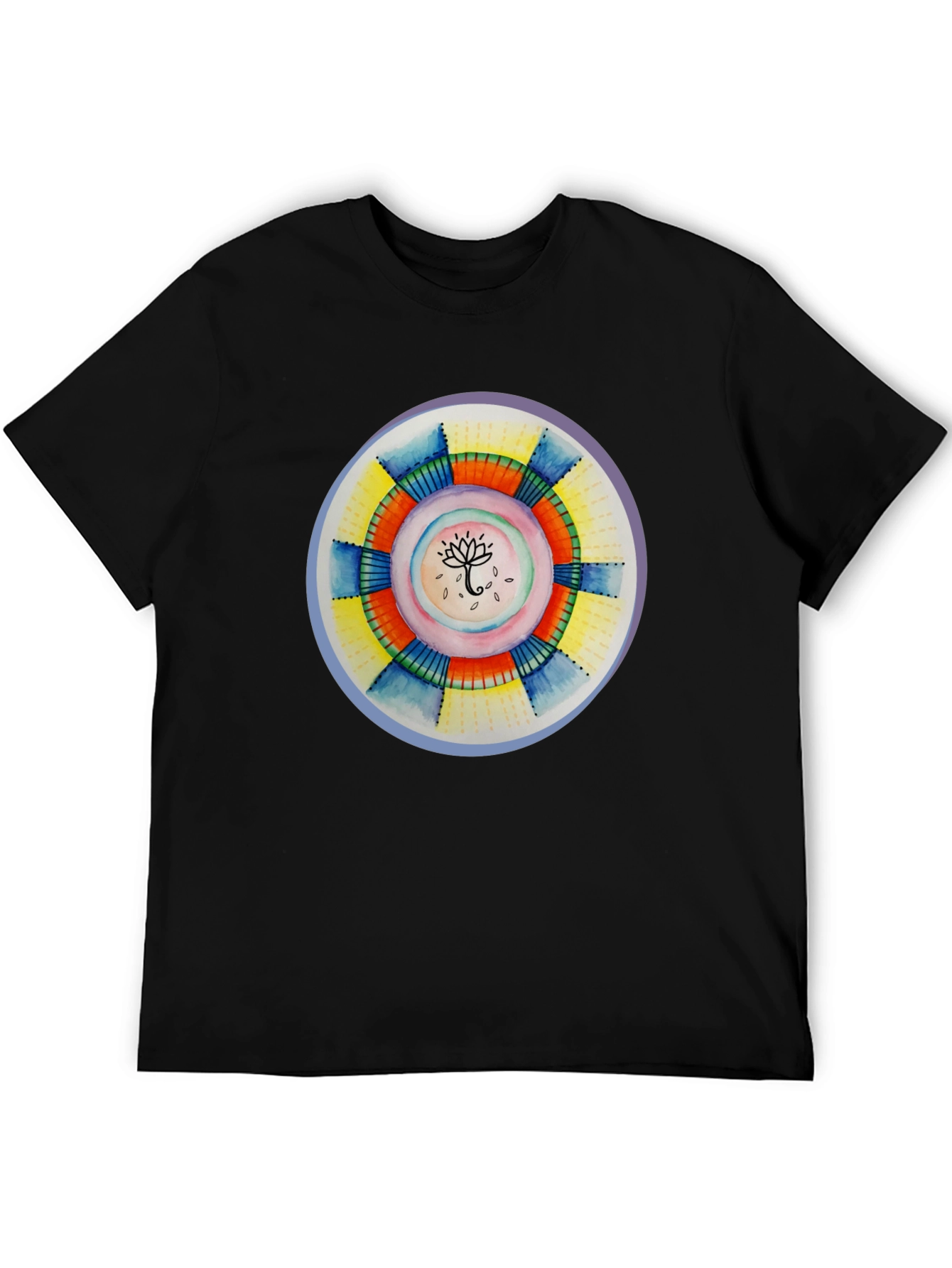 Black Artistic Mandala Graphic Black T-Shirt view 5