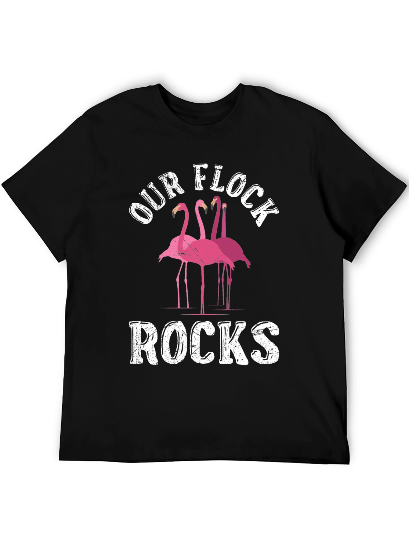 Black Our Flock Rocks Flamingo Graphic Tee view 5